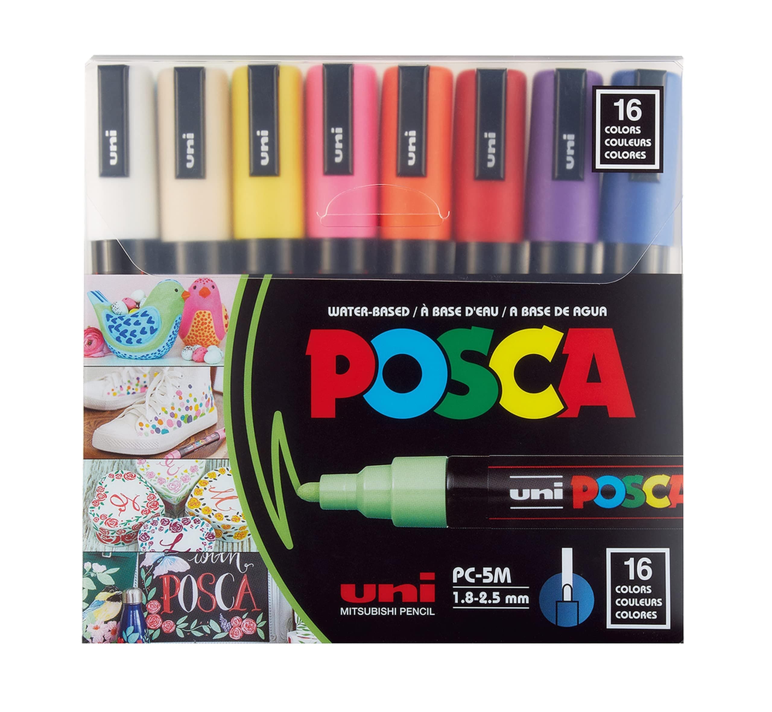 Posca Paint Marker Pen - PC-5M Extra Fine Point 1.8-2.5mm 16 Colors