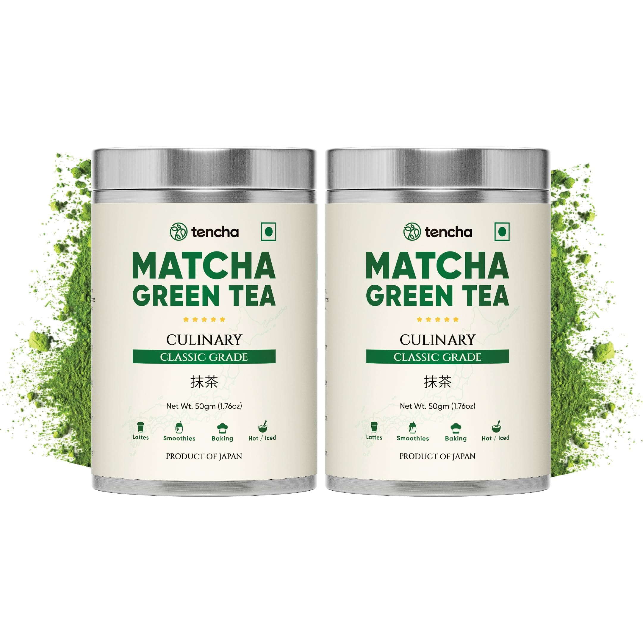 Tencha Culinary Matcha | Japanese Matcha Green Tea Powder | Sourced From Shizouka, Japan | Vegan | No Artificial Sweeteners | 50Gm, Pack Of 2, 50 grams