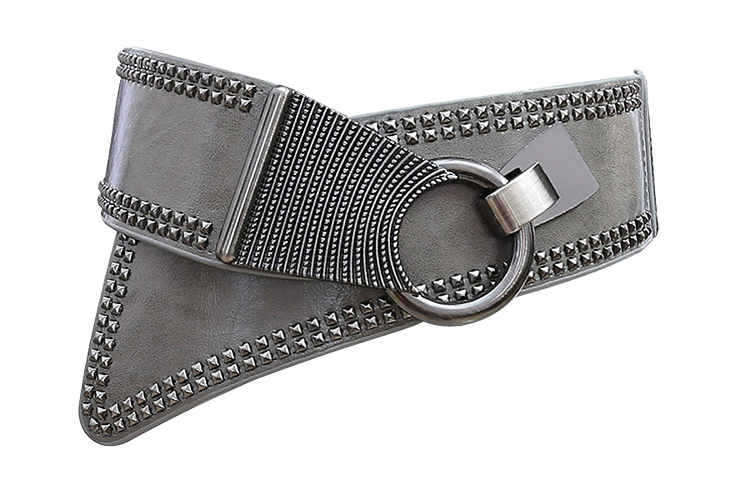 Women's Steampunk Rock Gothic Wide Leather Waist Chain Rivet Studded Corset Belt