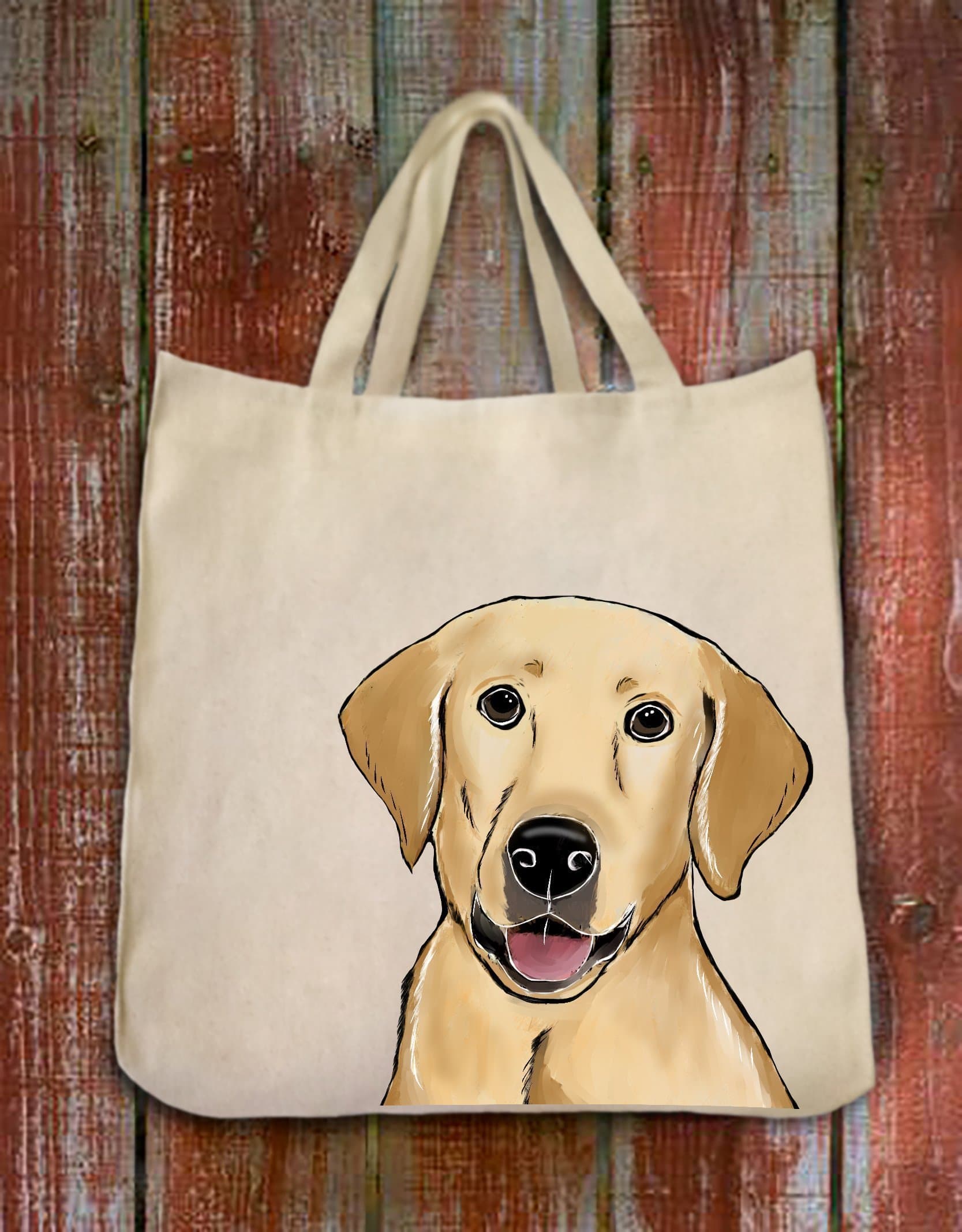 Yellow Labrador Retriever Dog Portrait Color Design Extra Large Reusable Cotton Twill Grocery Shopping Tote Bag