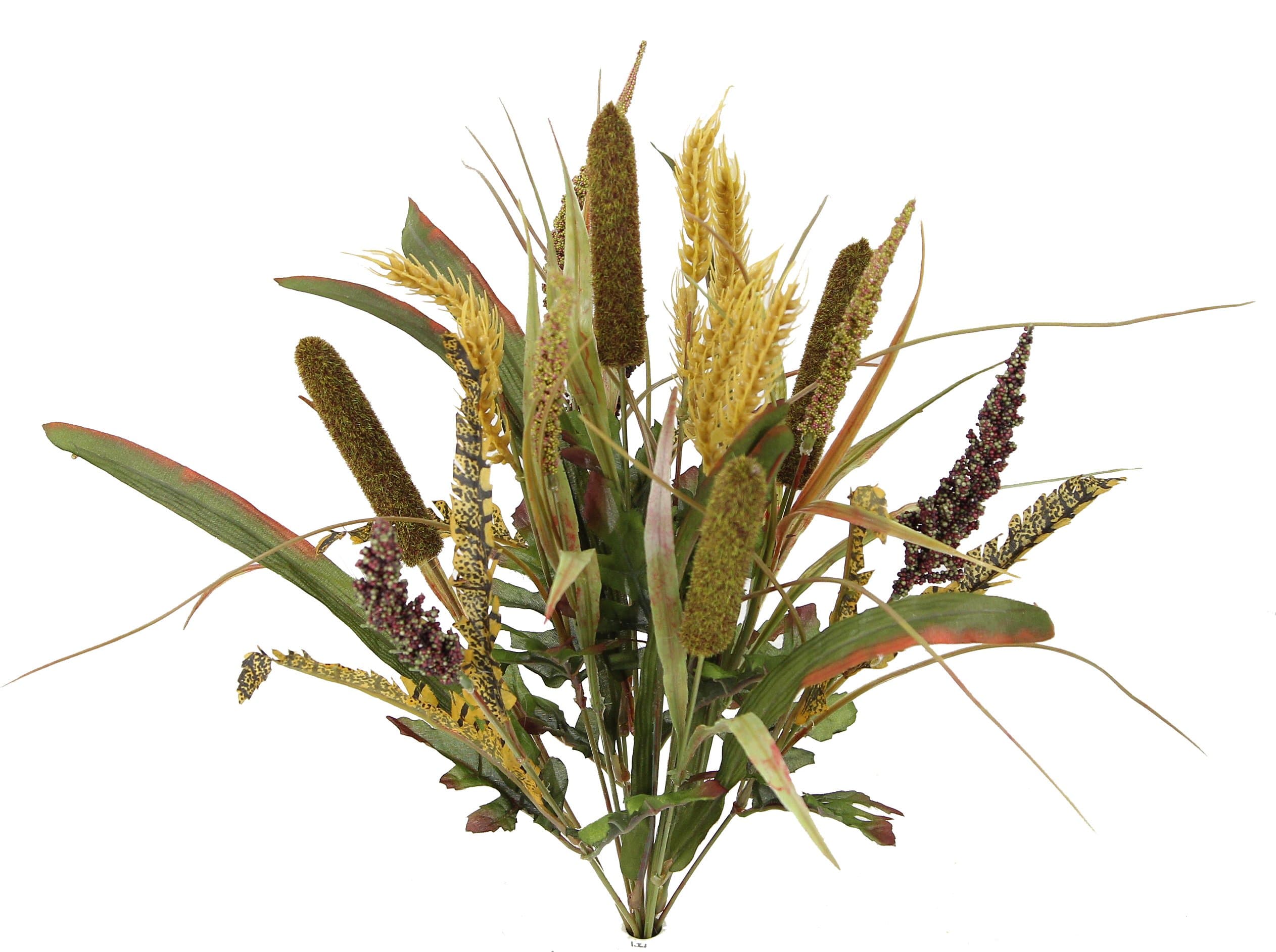 Admired by Nature 14 Stems Artificial Flowers Cattail Wheat Fall Mixed Bush Arrangement - for Home Decor, Weddings, Classrooms, Events, Offices, Funerals - Tuscany Fall Color