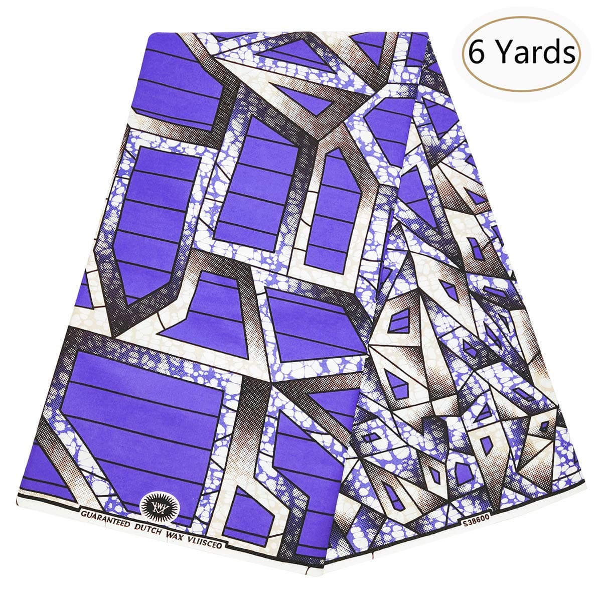 Dexuelan 6 Yards Ankara Super Wax Print Fabrics Java African Wax Print with Polygon Print for Sewing Dress (Purple)