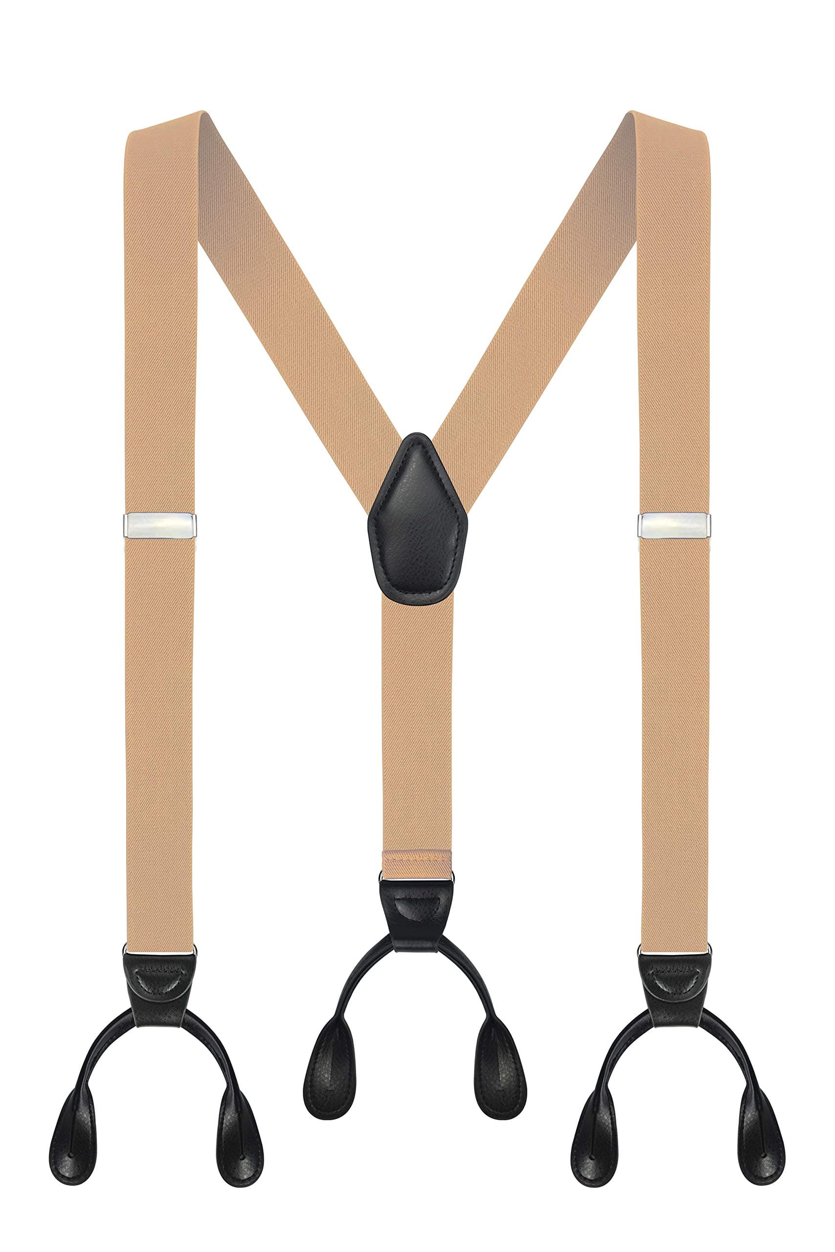 MoulenMen's Y-Back 1.4 Inches Wide Button End Elastic Adjustable Suspenders