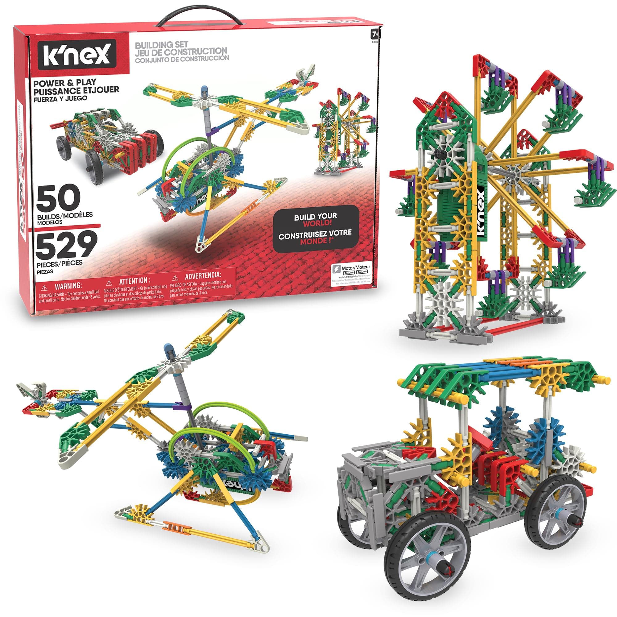 Knex Imagine Power and Play Motorised Building Set for Ages 7 and Up,Construction Educational Toy,529 Pieces,Multicolor