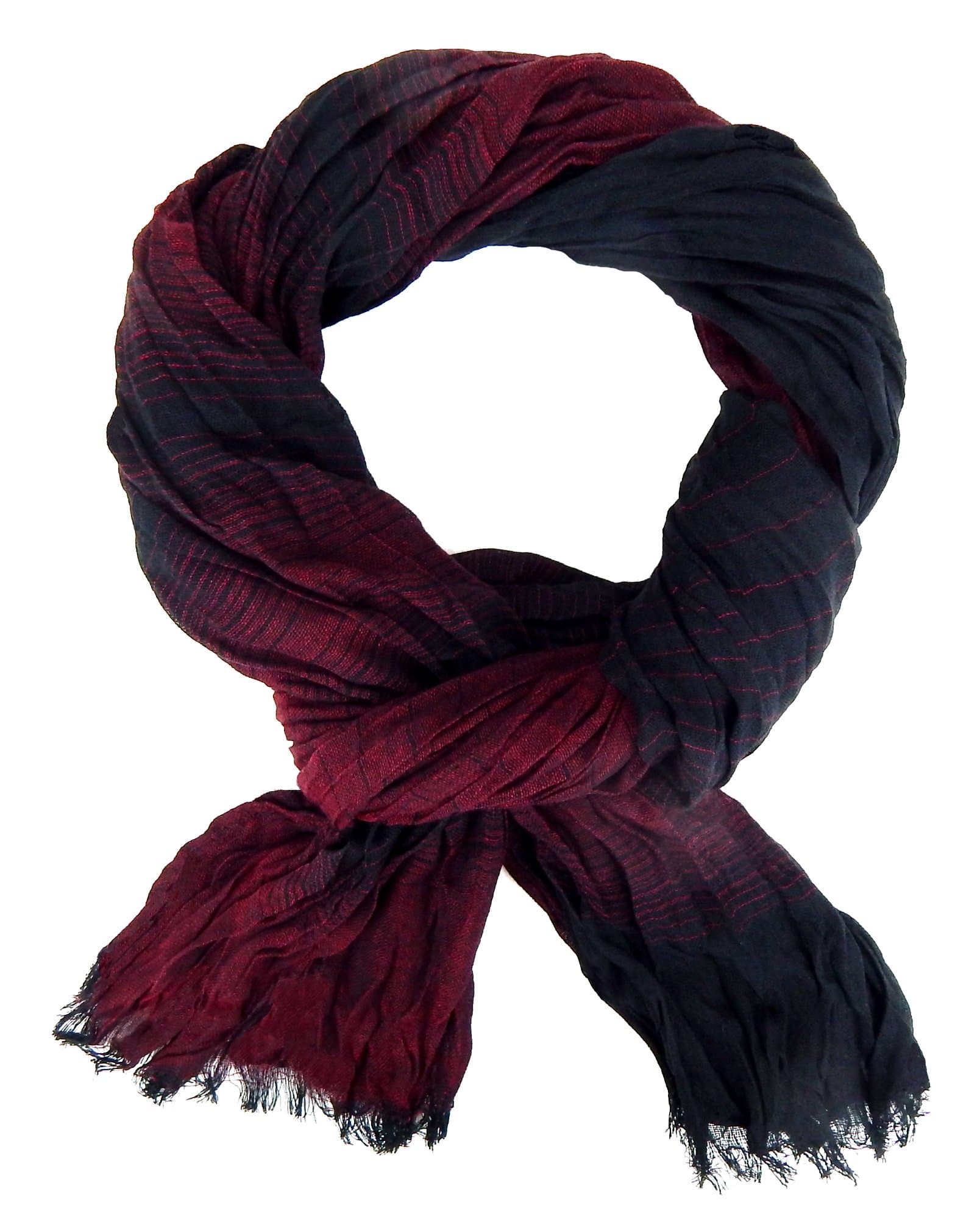 Ella Jonte Scarf shawl men elegant burgundy red bordeaux black striped
