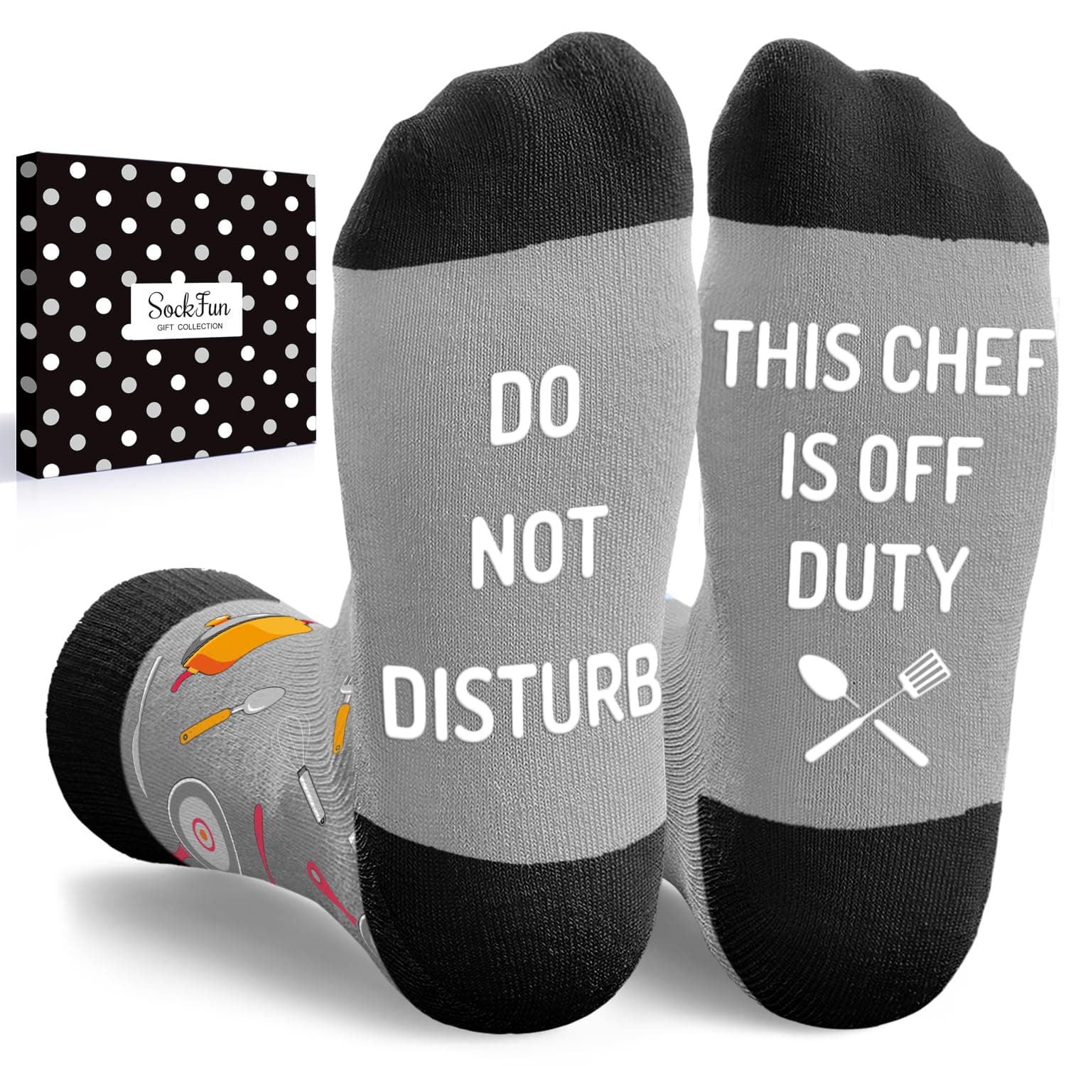 sockfun Veterinarian Chef Truck Driver Baseball Optometry Basketball Car Race Socks, Gifts For VET Tech Soccer Motorcycle, Chef Gray, Medium