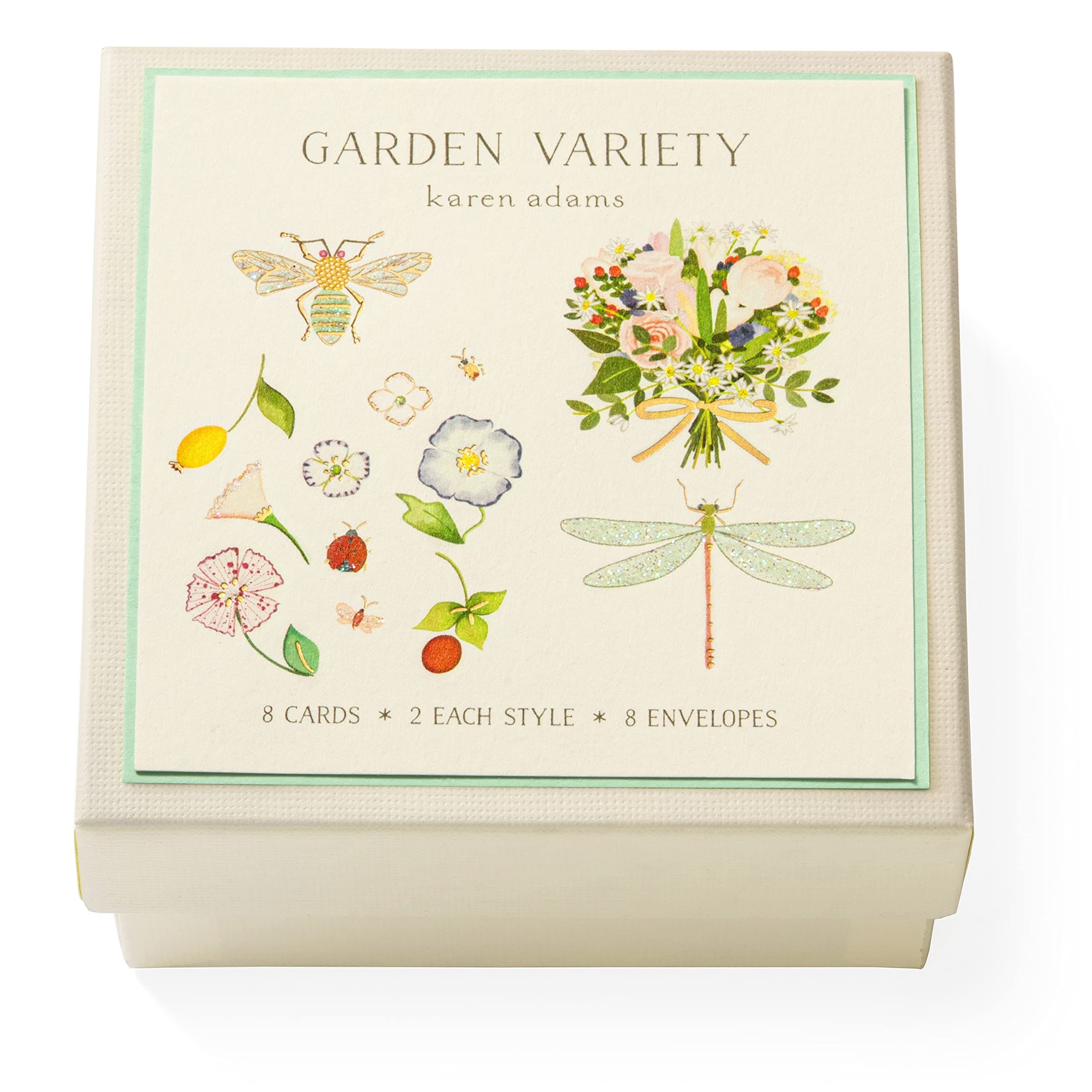 Karen AdamsGarden Party Gift Card Enclosure Box of 8 Assorted Cards with Envelopes