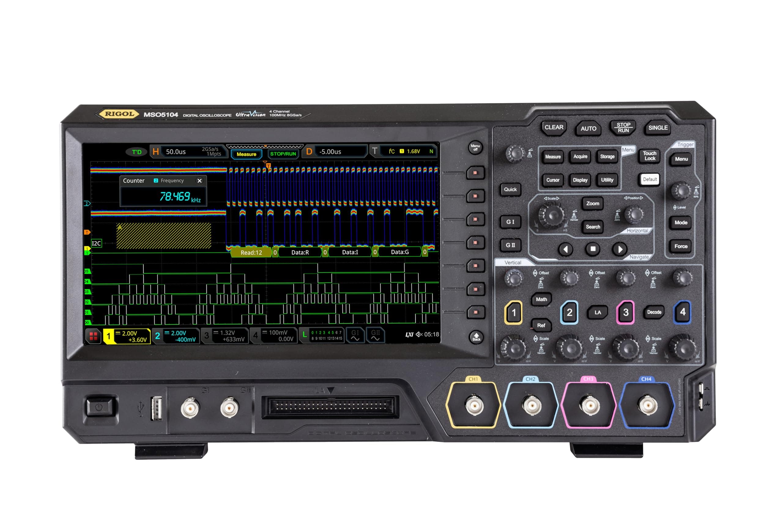 MSO5104 Mixed-Signal Oscilloscope,100MHz,100Mpts,8GSa/s,4 analog channels,16 digital channels, MSO5000-BND included