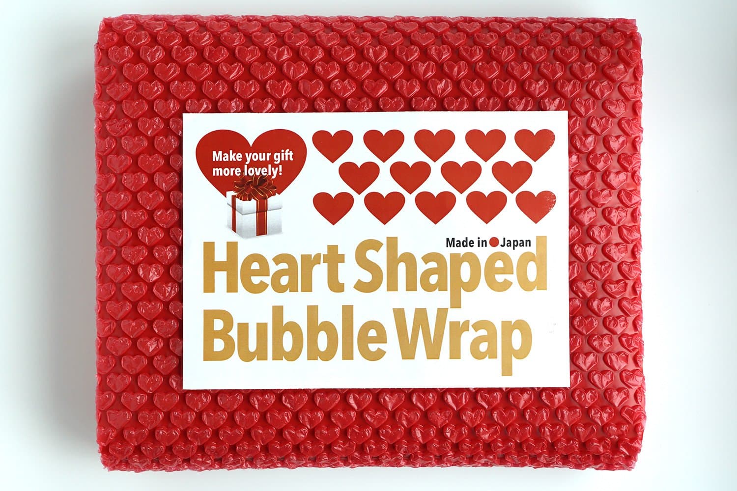 Heart Shaped Bubble Wrap, 12 Inches x 20 Feet Red