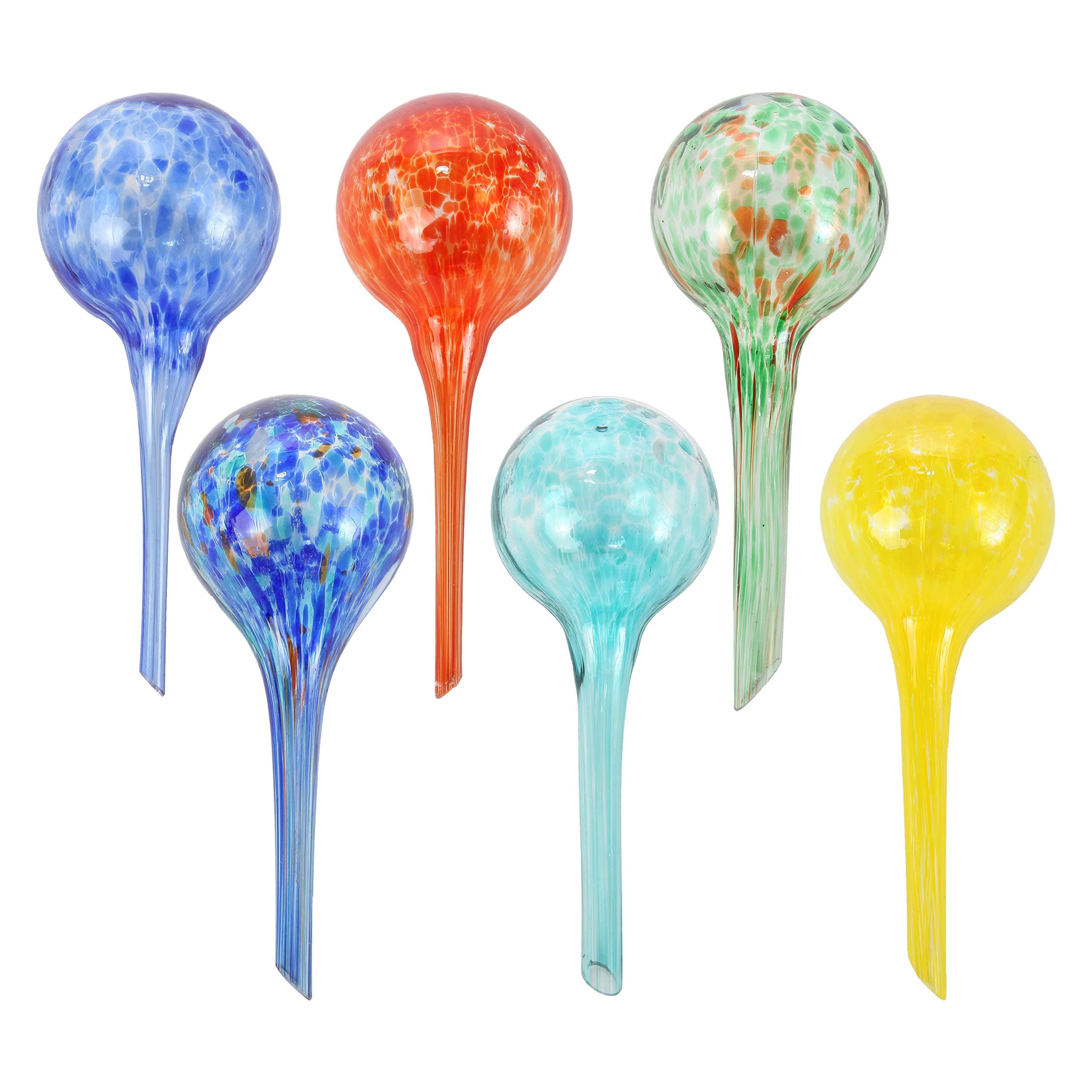 Trenton Gifts 6-Pack Plant Watering Globes - Self Watering Bulbs for Indoor & Outdoor - Hand-Blown & Colorful Aqua Globes - Measures 6" L x 2.5" D, 150ml