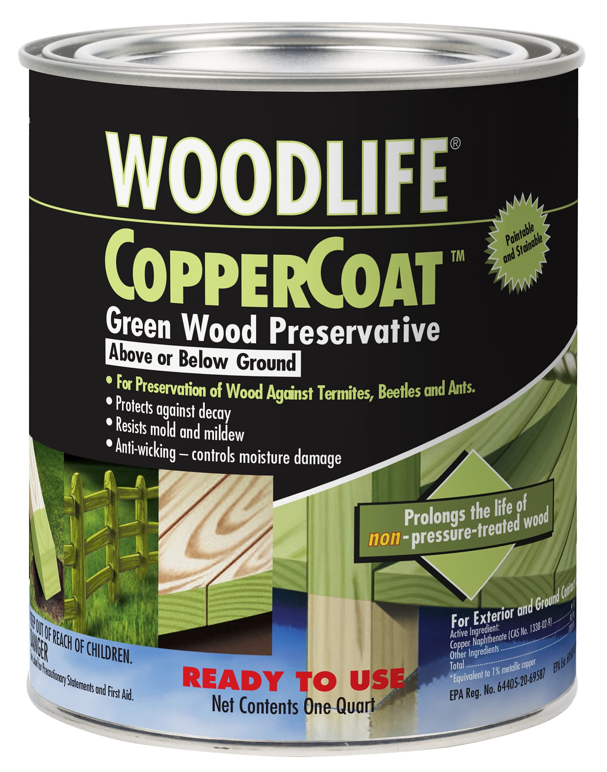 Rust-Oleum 1904A Wolman (Wood-life) Copper Coat Preservative-Below Ground, Quart, Green
