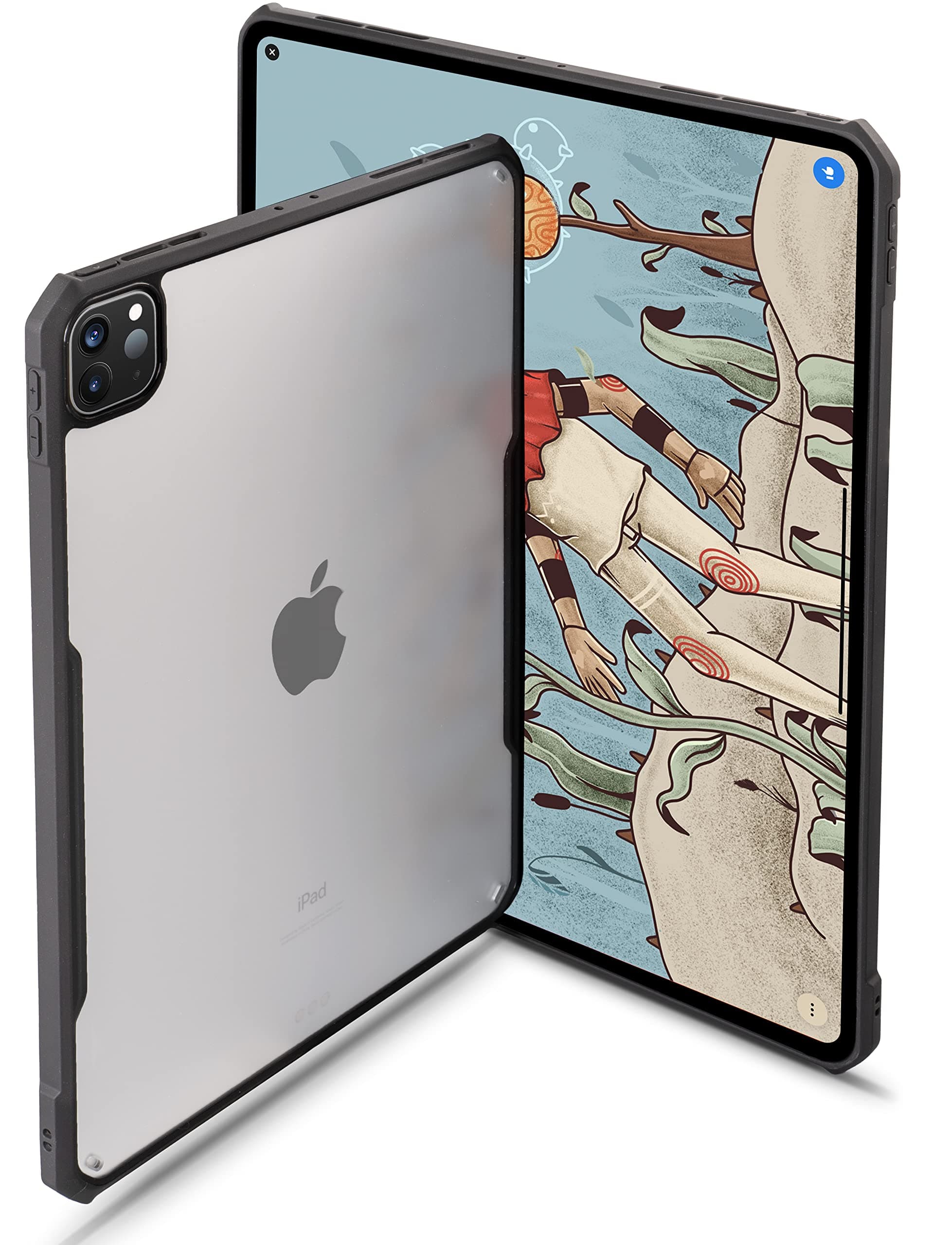 TineeOwl iPad Pro 11 inch Case 2022, 2021, 2020 & 2018 (4th, 3rd, 2nd & 1st Generation) Ultra Thin Matte Clear, Supports Apple Pencil Wireless Charging, Absorbs Shock (Black/Matte Back)