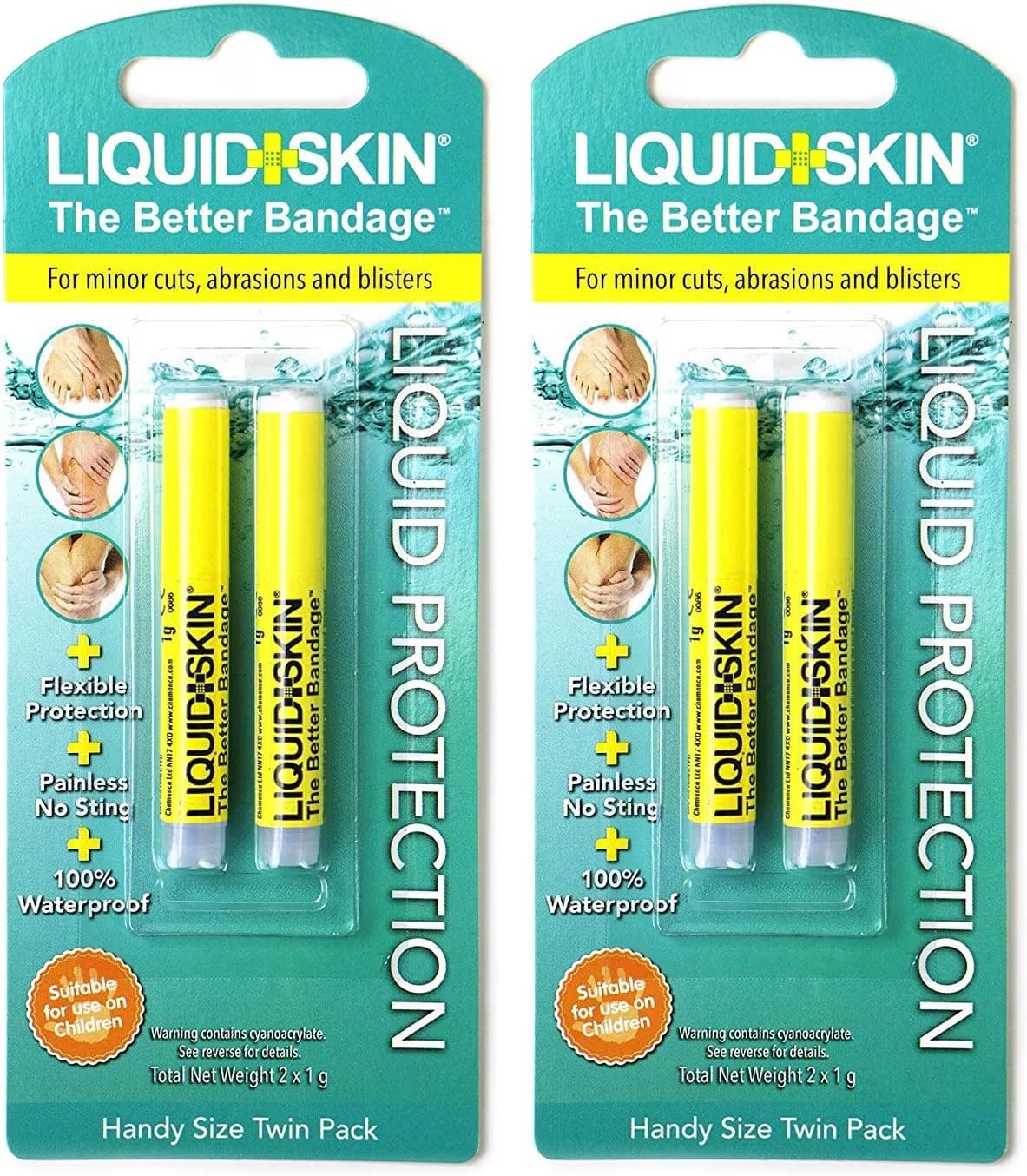 Liquid Plaster - Waterproof Liquid Bandage for Cuts, Wounds, Cracked Skin, Scrapes - Promotes Faster Natural Healing - No Sting, Non-Burning, Safe for Kids Formula - Pack of 4 Pipettes