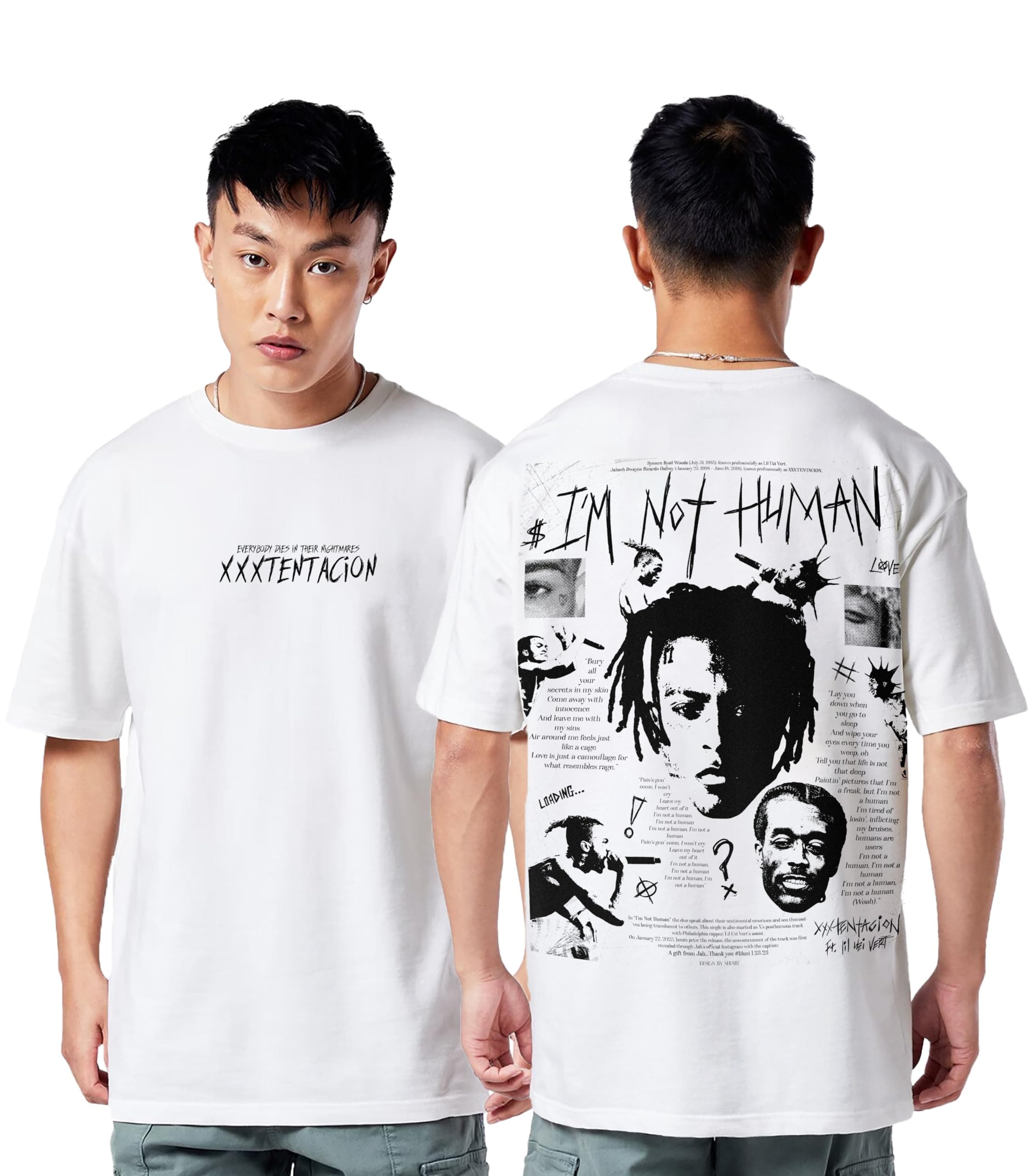 Rapper Xxxtentacion Oversized T Shirt for Men and Women Drop Shoulder Loose Baggy Fit Unisex Pure Cotton