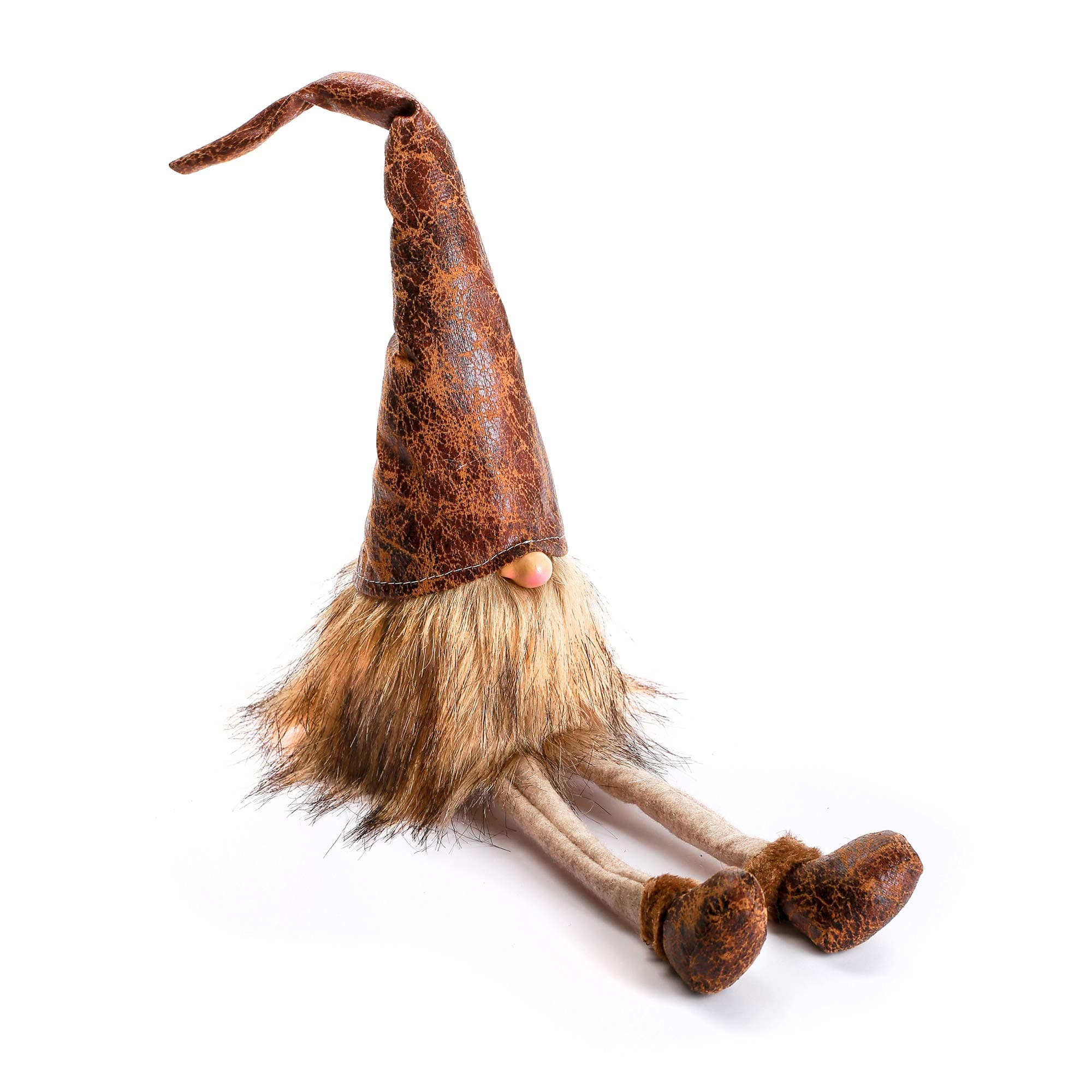 Handmade Swedish Gnome, Scandinavian Tomte, Yule Santa Nisse, Nordic Figurine, Plush Elf Toy, Home Decor, Winter Table Ornament, Christmas Decorations, Holiday Presents - 20.5 Inches, Leather