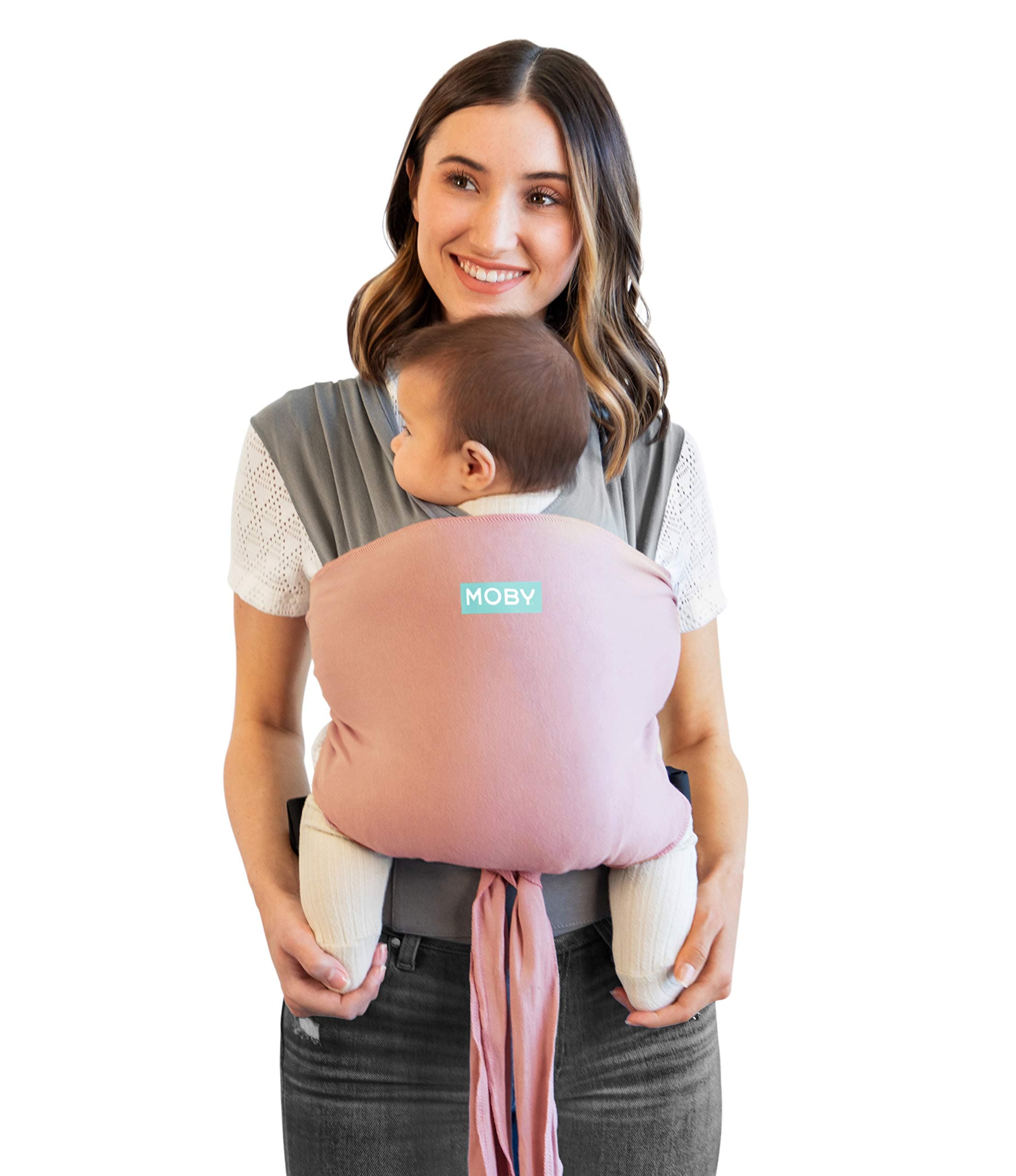 MobyEasy Wrap Carrier | Baby Carrier and Wrap In One for Mothers, Fathers, and Caregivers | Designed for Newborns, Infants, and Toddlers | Holder Can Carry Babies up to 33 lbs | Dusty Rose