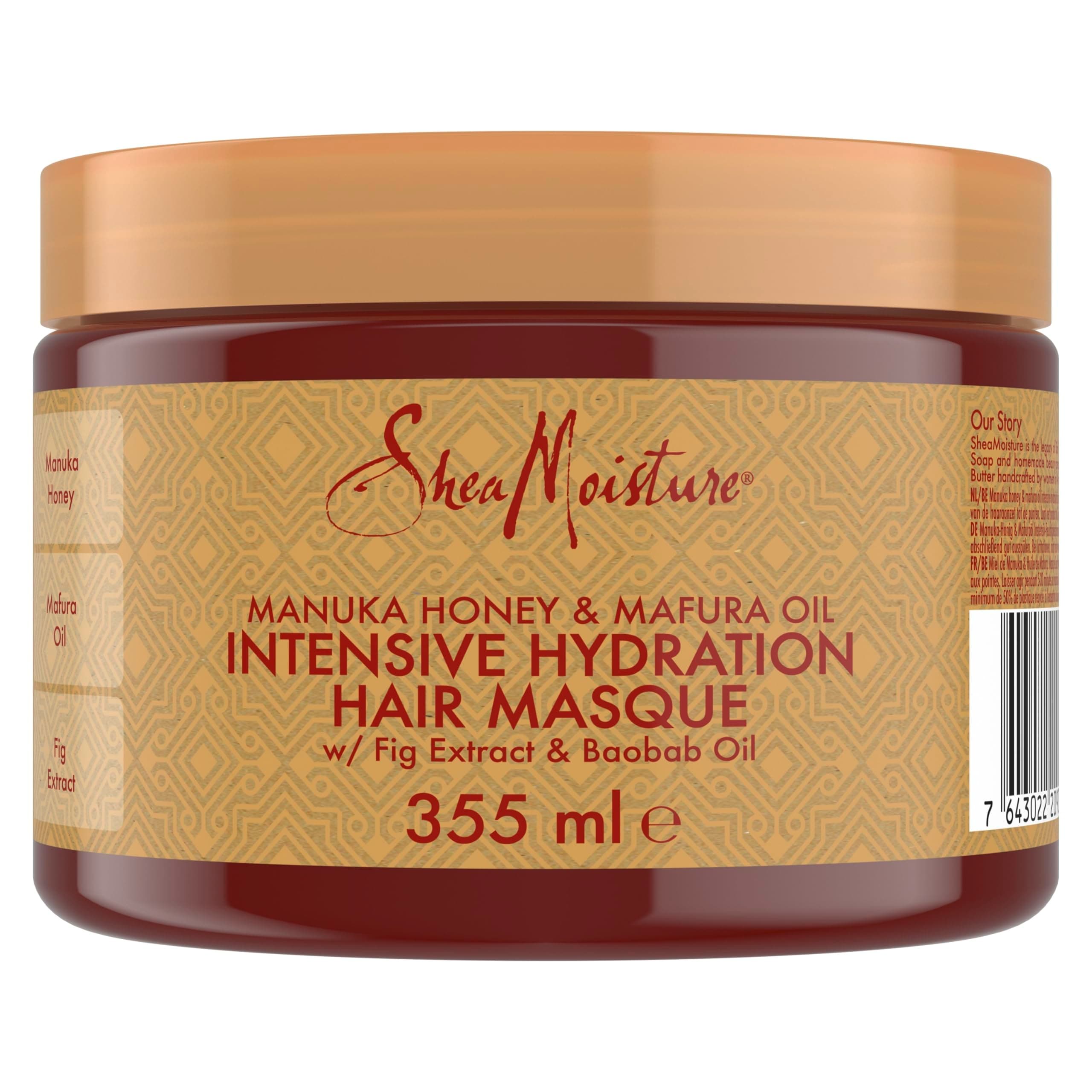 SheaMoisture Manuka Honey & Mafura Oil Hair Mask – Sulfate-Free Deep Conditioner with Shea Butter, Baobab Oil & Fig Extract, for Dry, Damaged, Coily Hair, Repairs & Tames Frizz 335 ml