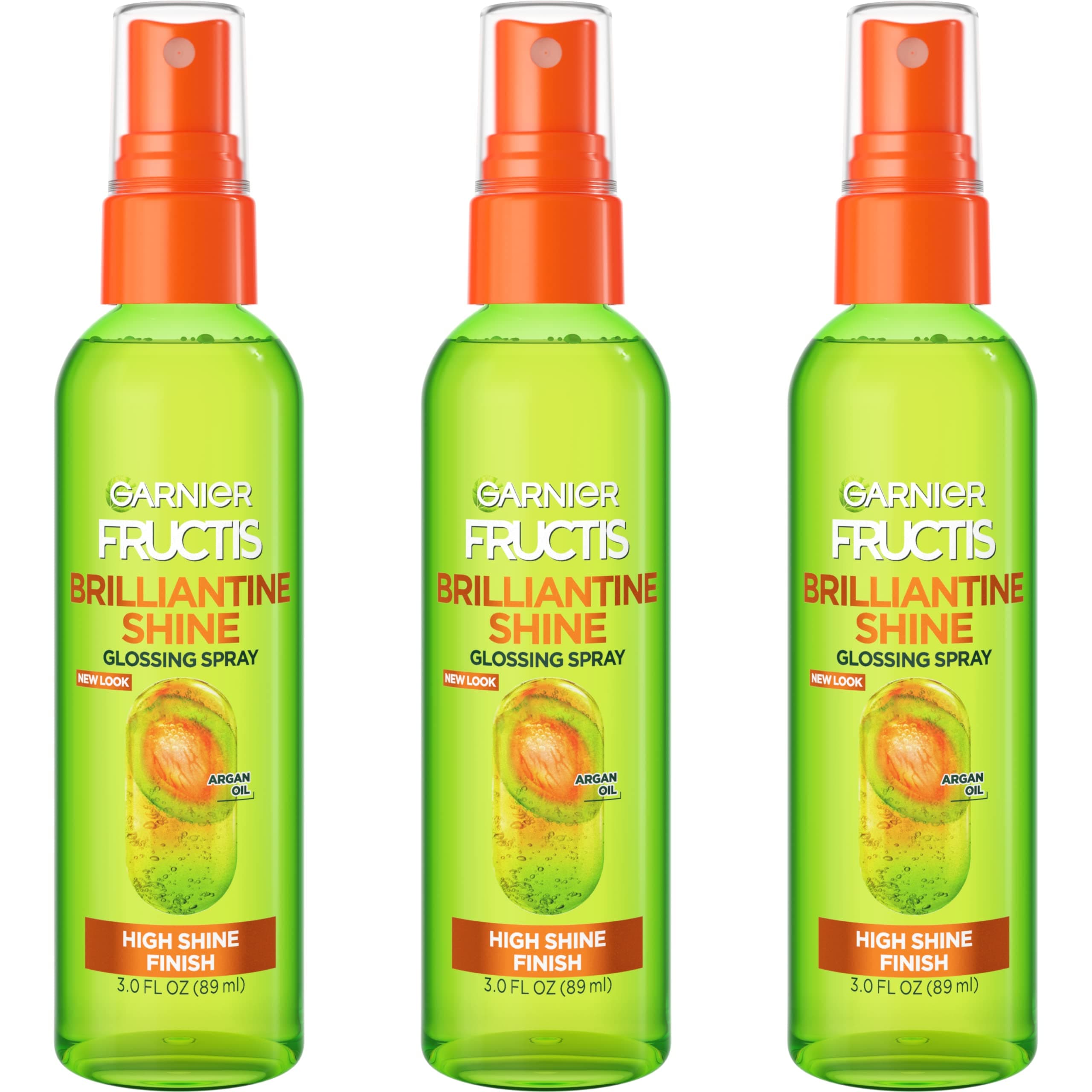 Fructis Style Brilliantine Shine Glossing Spray for High Shine Finish, Argan Oil, 3 Fl Oz, 3 Count (Packaging May Vary)