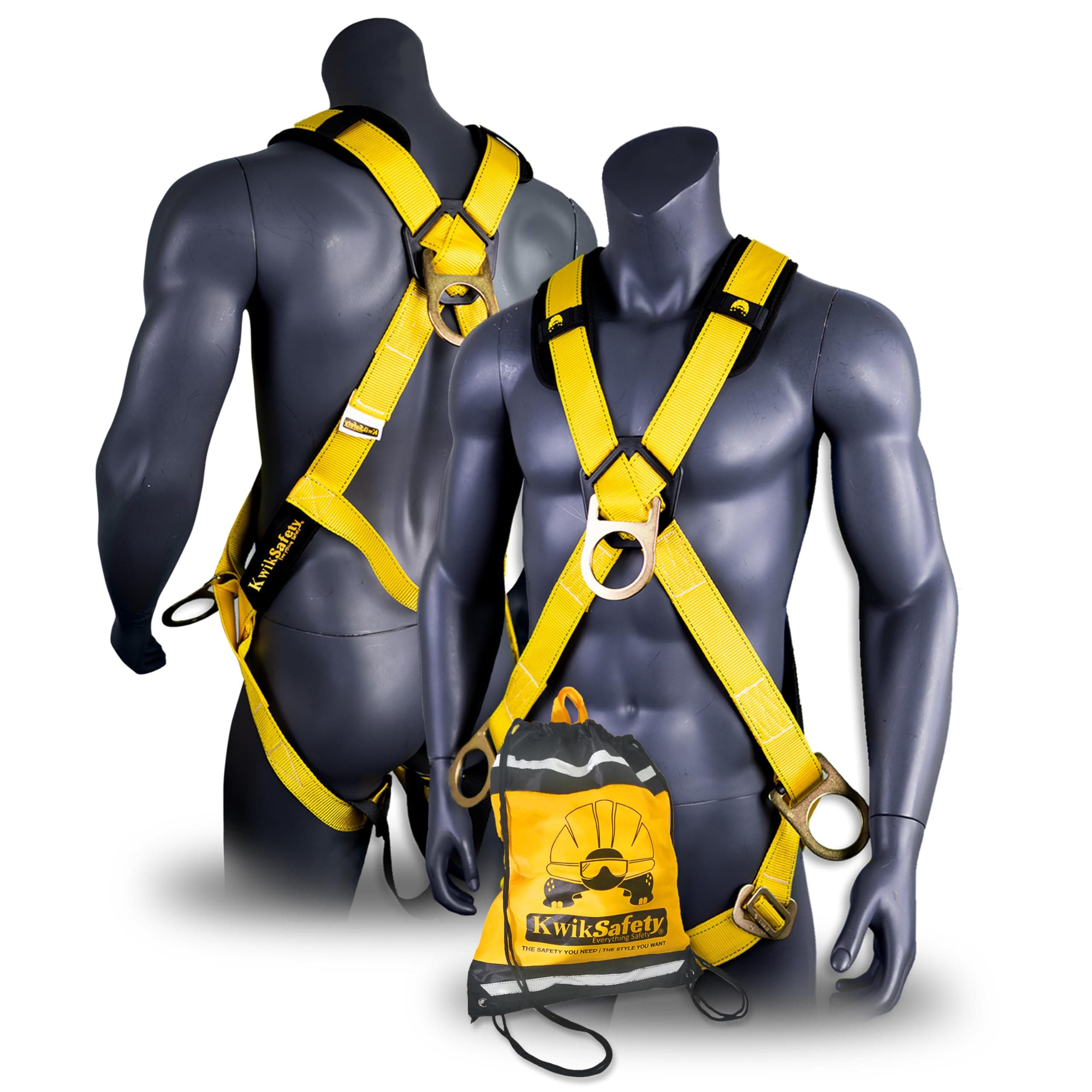 KwikSafety - Charlotte, NC - MONSOON Safety Harness [4 HEAVY DUTY D-RINGS] ANSI OSHA Safety Harness Fall Protection Kit