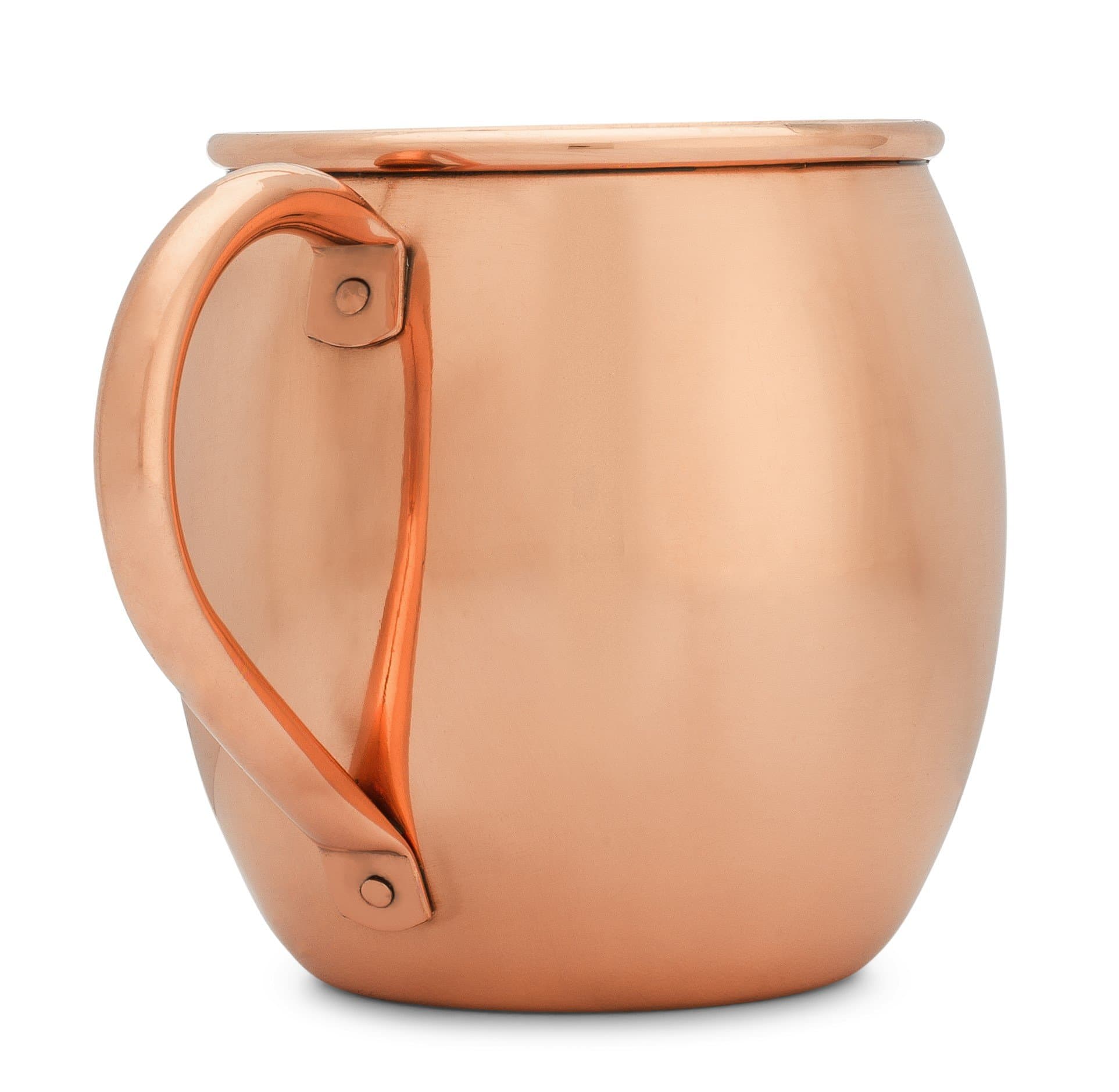 Copper Mules Moscow Mule Mug Handcrafted of 100% Pure THICK Copper - Timeless Barrel Smooth Finish - RAW Copper Interior - Authentic and Strong Riveted Handle - Holds 16oz