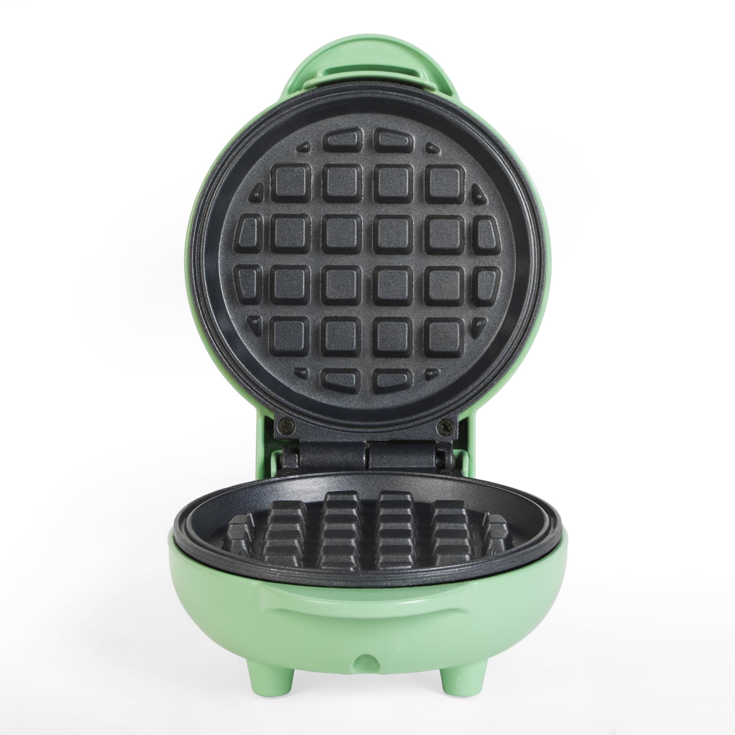 EK4214GSGR Mini Waffle Maker – Non-Stick Waffle Iron Machine, For Belgian & American Style Waffles, Sweet/Savoury Snacks Desserts, Compact, 11.5 cm Round Cooking Plate, Pastel Green