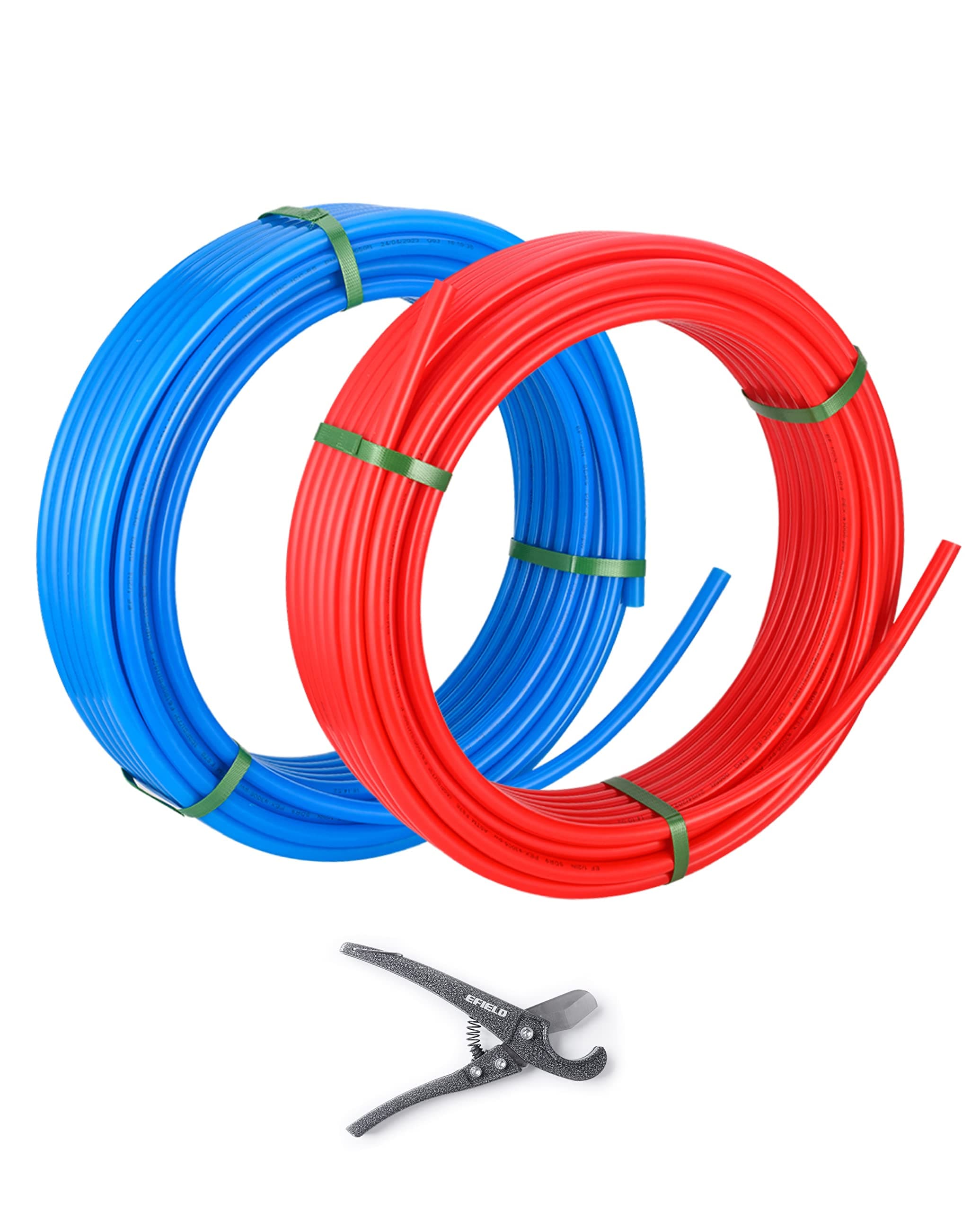 Pex-A Pipe/Tubing Blue & Red 3/4 inch 2 x100 ft (200 ft) Length for Potable Water-for Hot/Cold Water-Plumbing Applications, with Free Pipe Cutter,(YRB100)