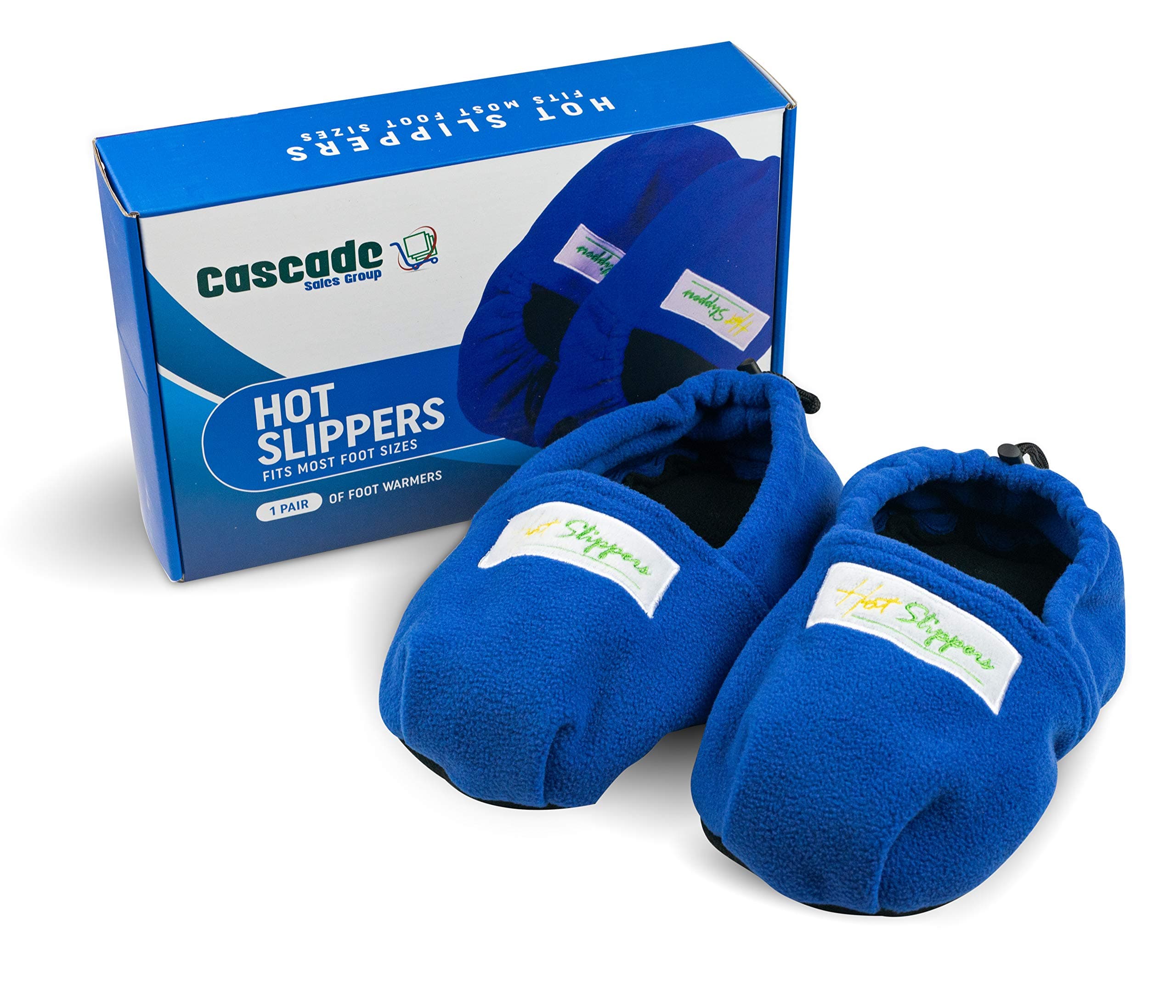 Foot Warmers Reinforced Microwavable Fleece Hot Slippers (Blue)