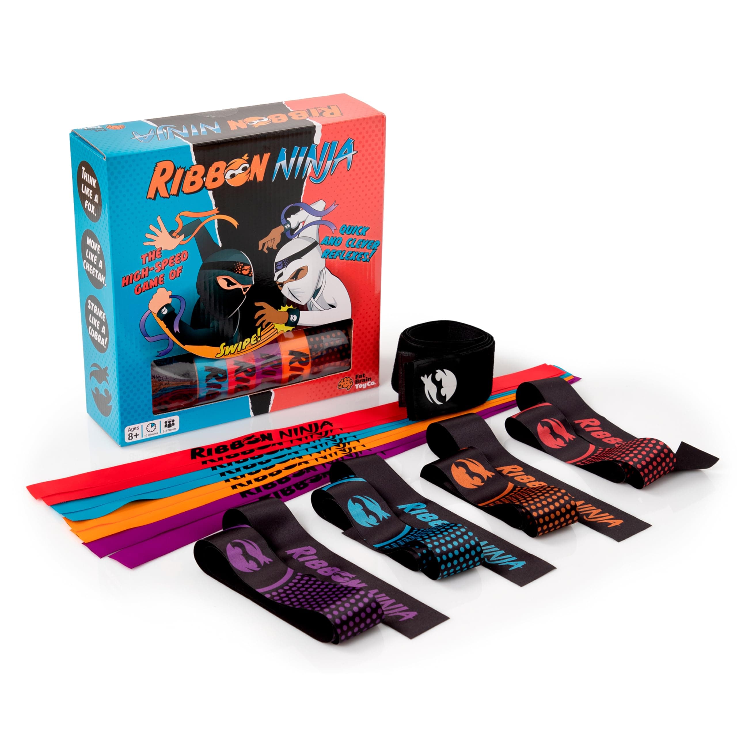 Ribbon Ninja - Active Game for 2-4 Players, Ages 8 and Up - Includes 8 Wristbands, 12 Ribbons, 4 Headbands, Game Rules
