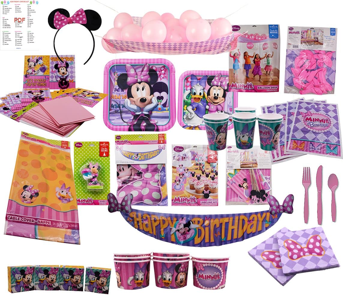 Minnie Mouse Party Supplies Bundle - The Ultimate Birthday Package (Minnie 8 Guests)