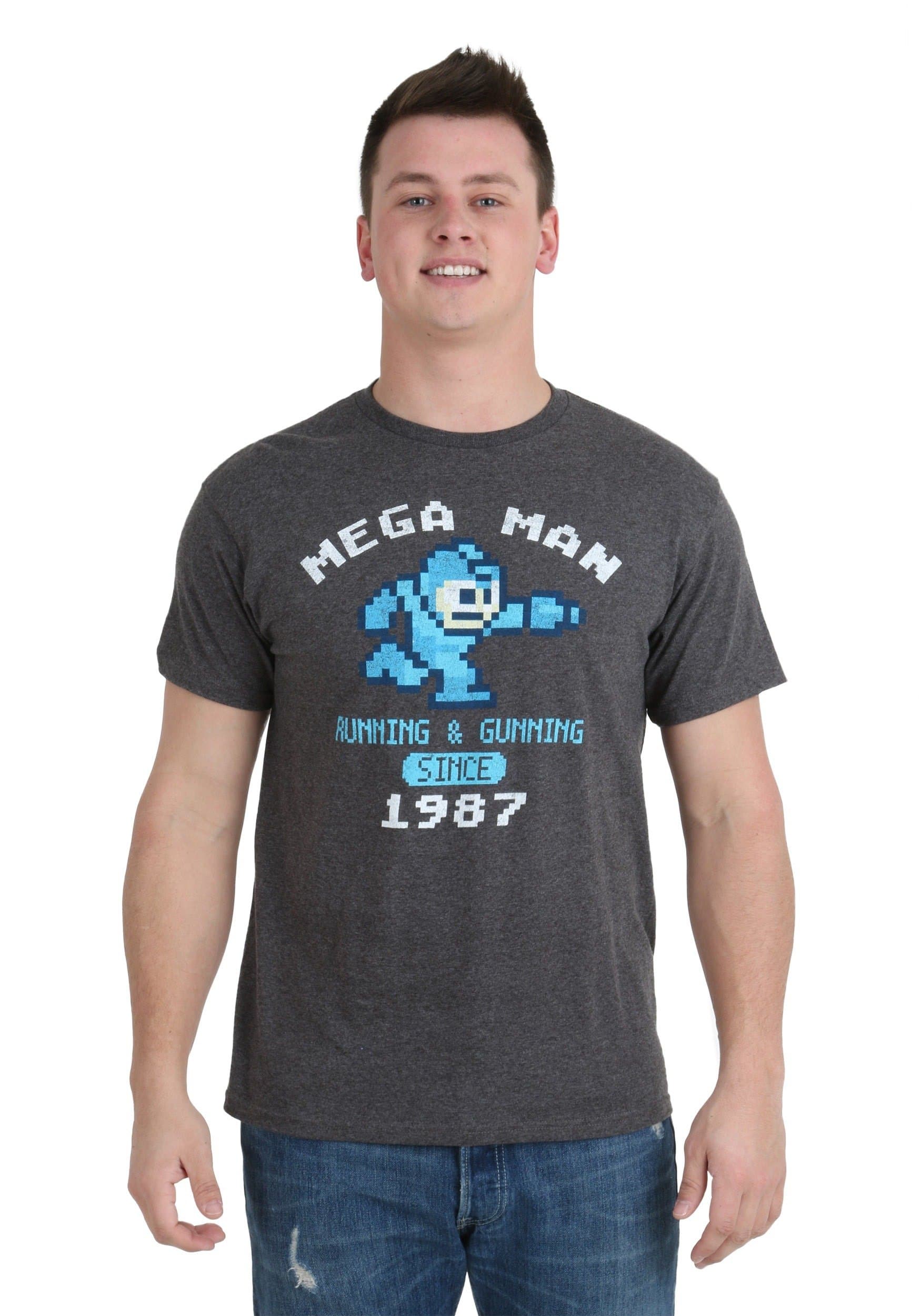 Men's Mega Man Running and Gunning Since 1987 Vintage T-Shirt