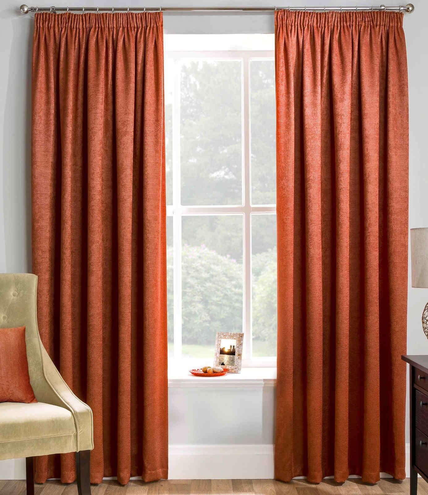 Enhanced Living Matrix Block Out Lined Tape Top Curtains, Pencil Pleat Curtain Pairs, Thermal Blockout Heat Saving Curtains, Burnt Orange, Terracotta, 66" x 54"
