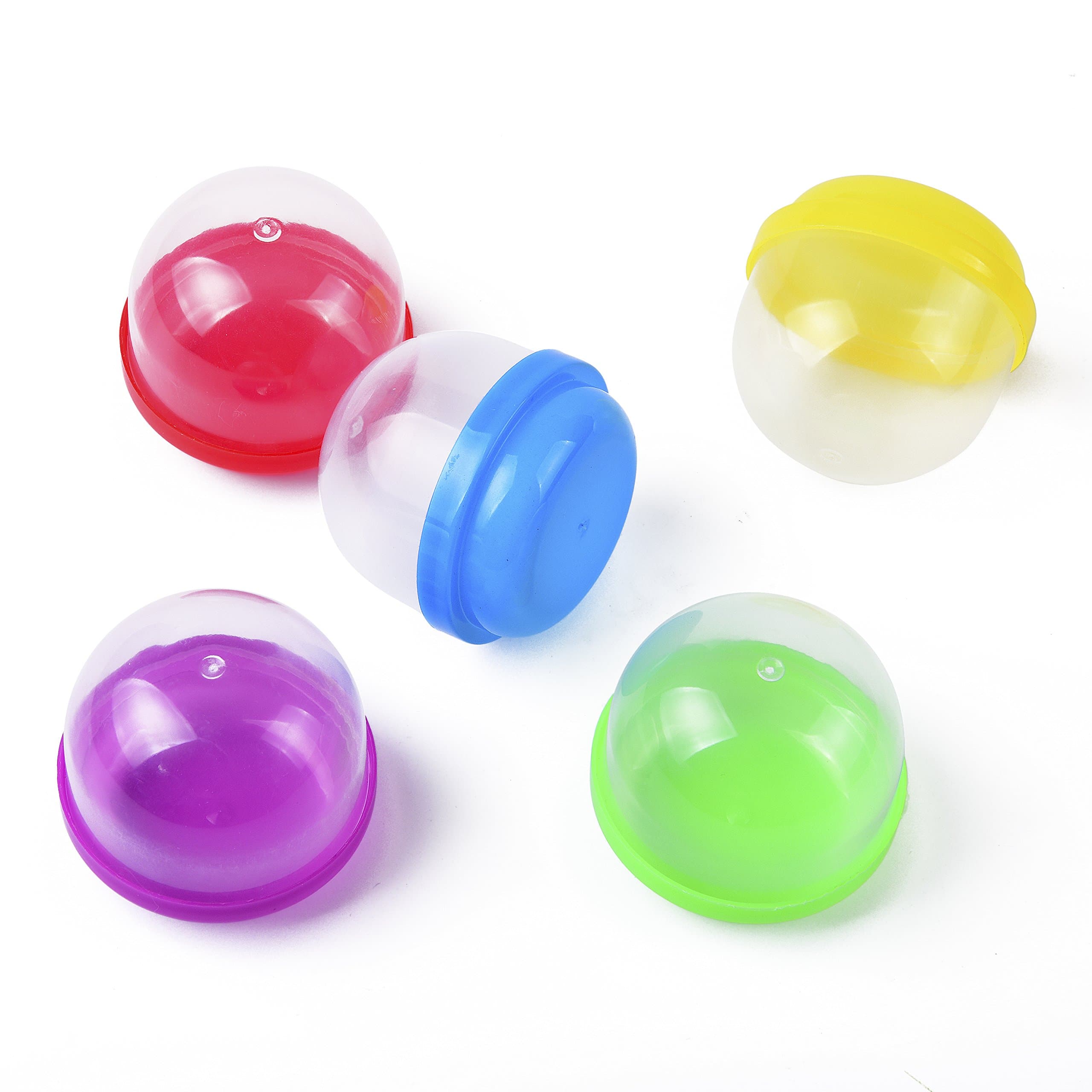 2 " Empty Acorn Capsules, 100 Premium Clear Empty Capsules- Vending Capsules for Toy Machines, Mixed Colour Lids and Clear Bottoms