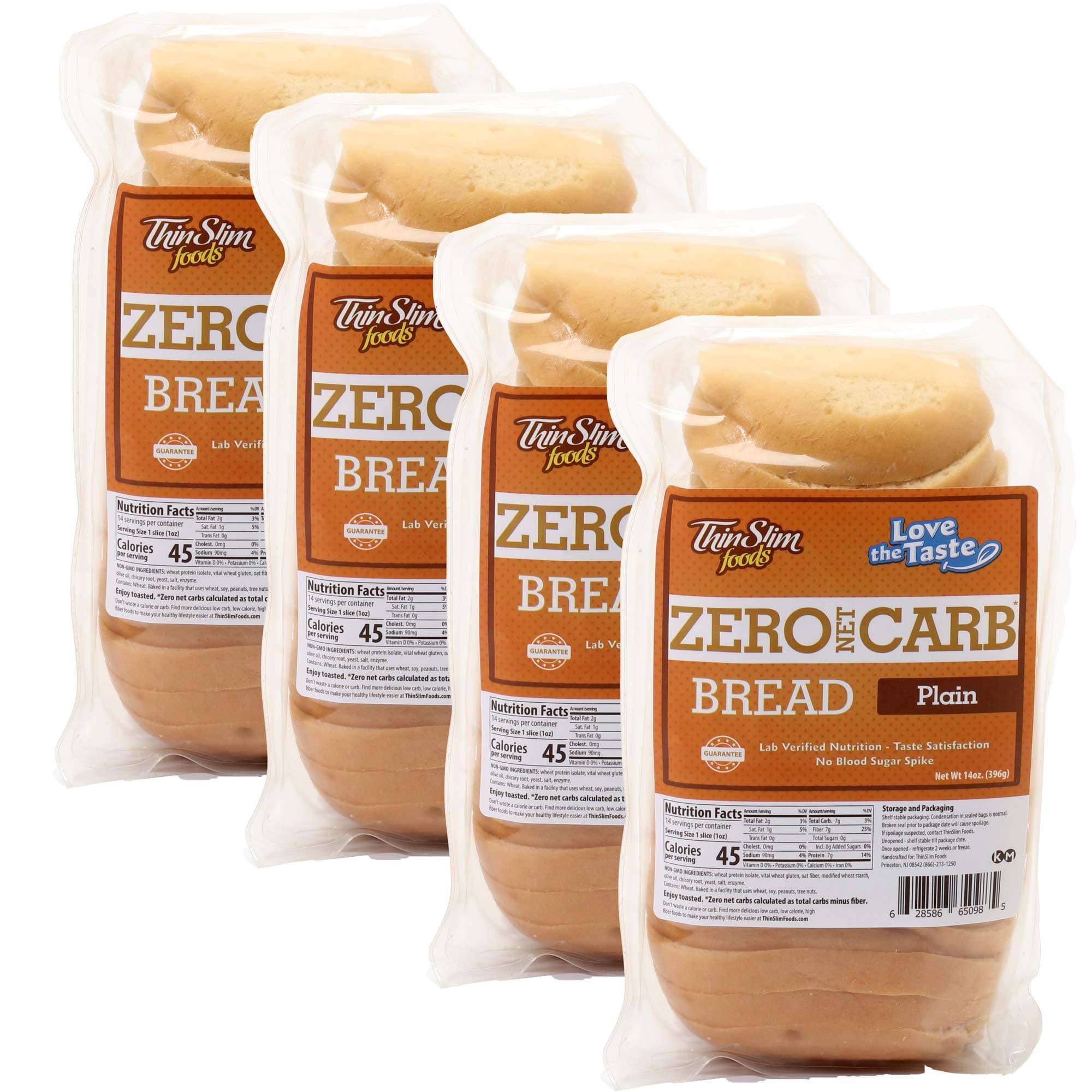 Zero Net Carb Keto Bread | Low Carb Bread | Plain (Pack of 4)