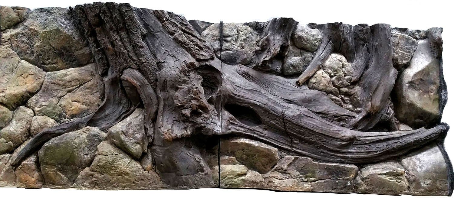 3D Aquarium Background Amazonian Design in Two Sections, Polyresin (Not Foam), 4-12 cm Thick, Unique Aqua Decor (size146x54cm)