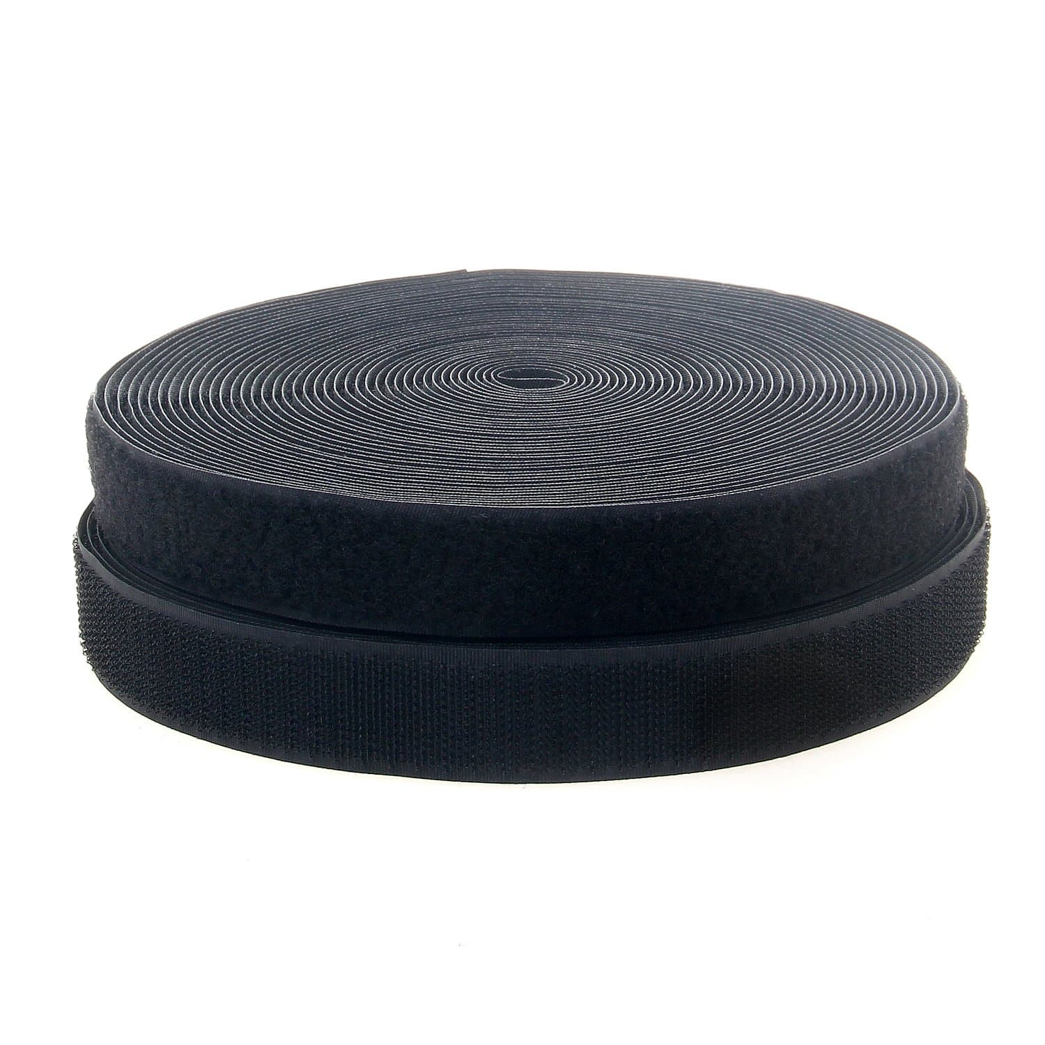 TUKA 82 Feet x 20mm Hook and Loop Sew On Tape, 25 Meter (25m Hook and 25m Loop), Width 20 mm, Back Side Not Adhesiv, Sew on Hook & Loop Tape, TKB5004 Black