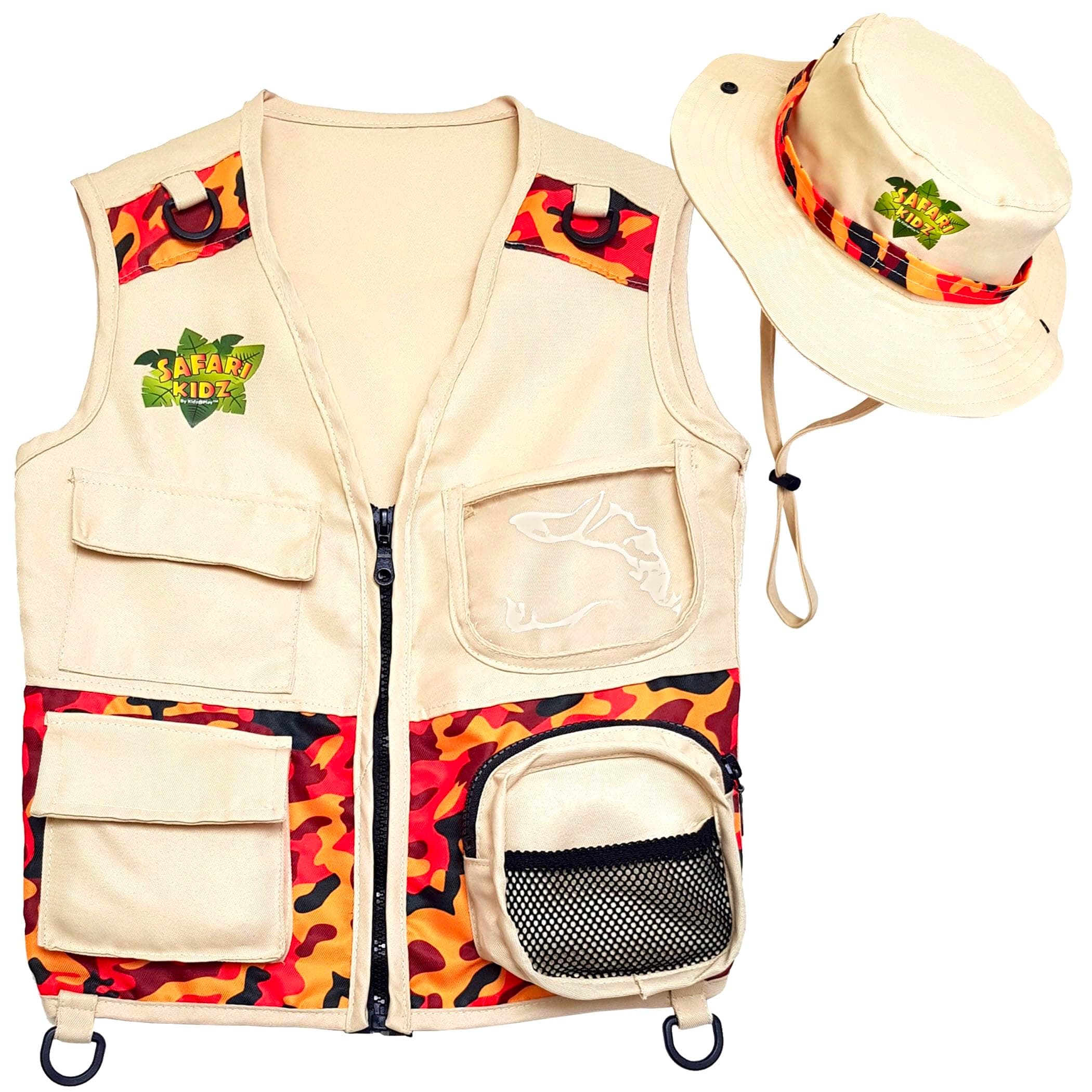 Safari Kidz Outdoor Explorer Kit - Children's Camouflage Cargo Vest and Hat Set