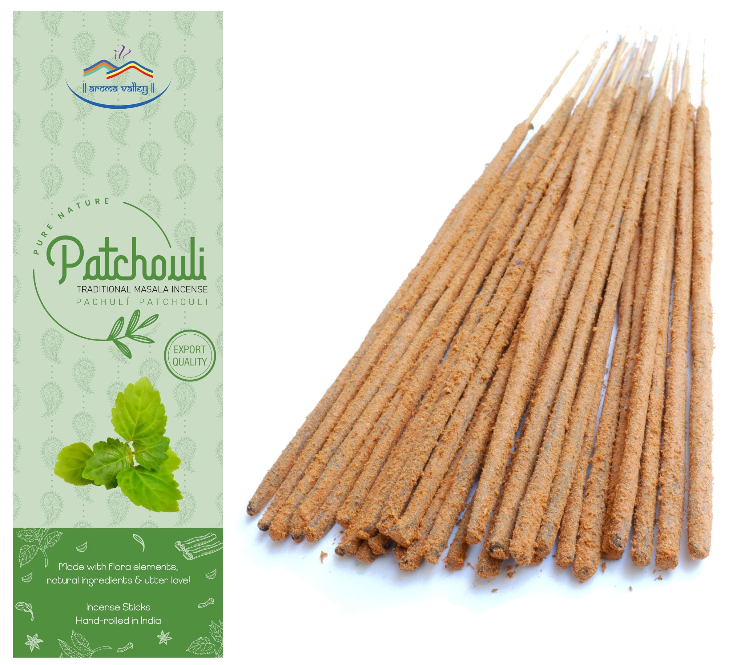 Patchouli Incense Sticks - Traditional Handcrafted Masala Incense - 40 to 50 Sticks Approx.