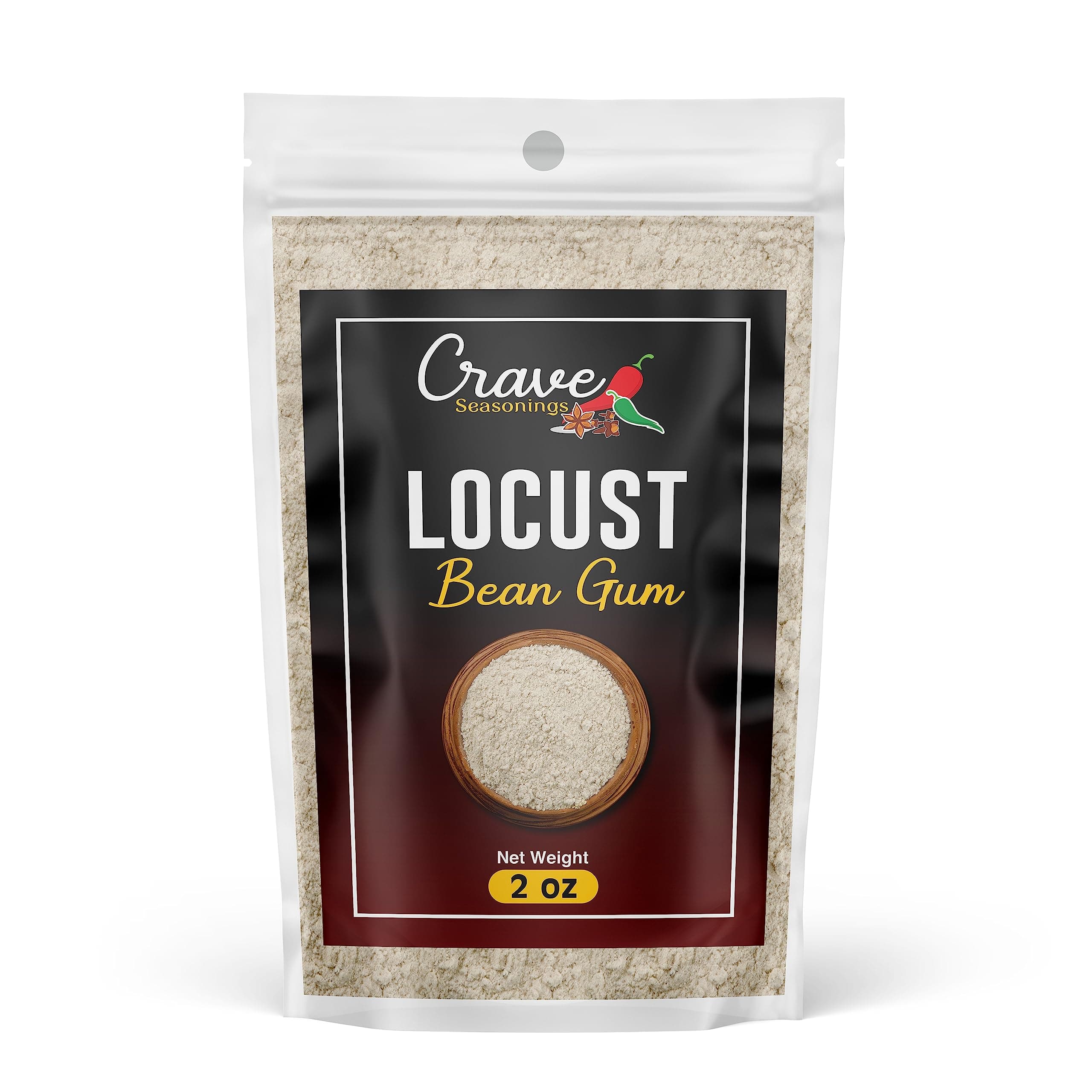 Pure Locust Bean Gum 2 oz - Premium Quality, Food Grade Stabilizer & Thickener, Vegan - by Crave Seasonings