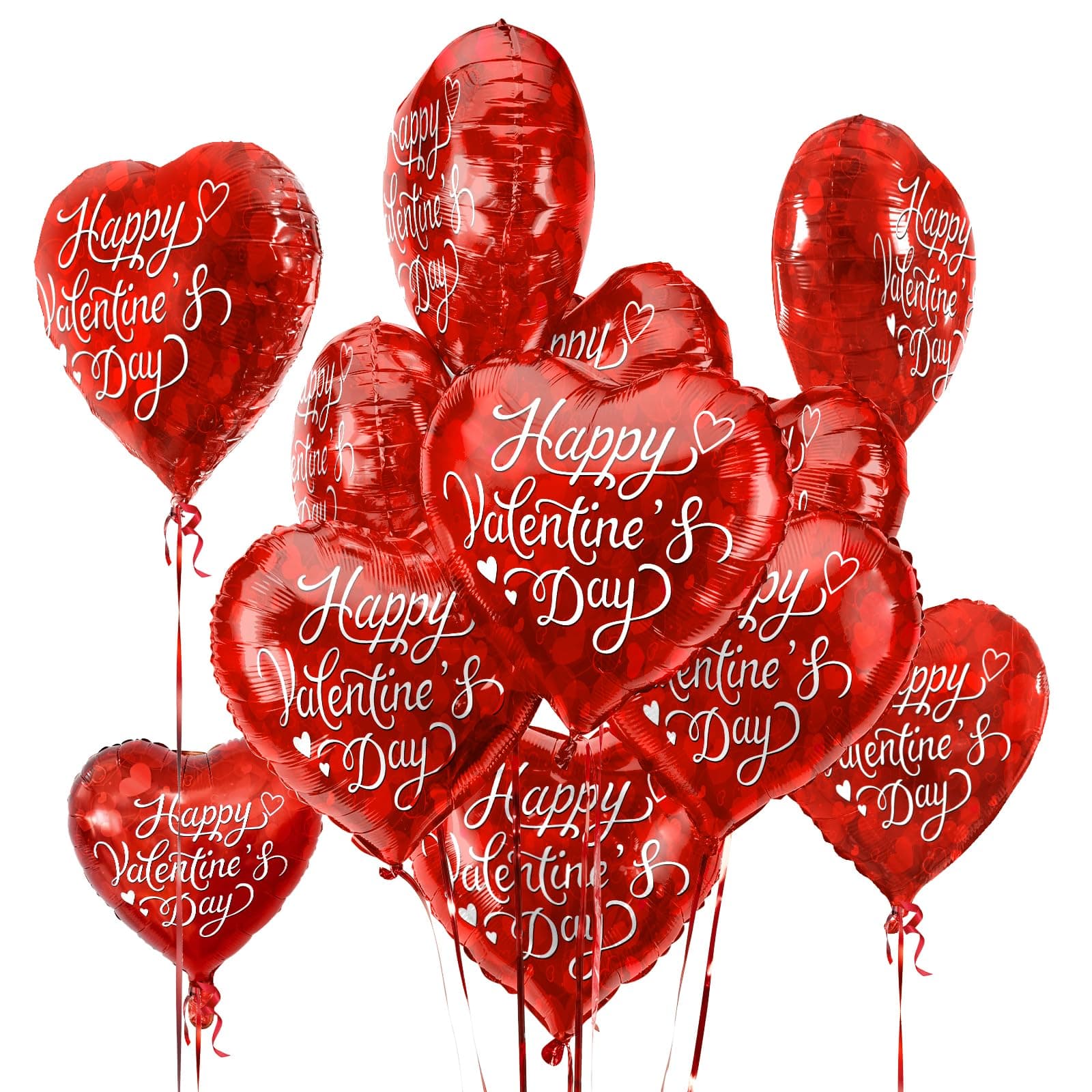 Valentine's Day Party Pack | 30pc Red Heart Foil Balloons | 18in 'Happy Valentine's Day' Decorative Balloons for Romantic Celebrations