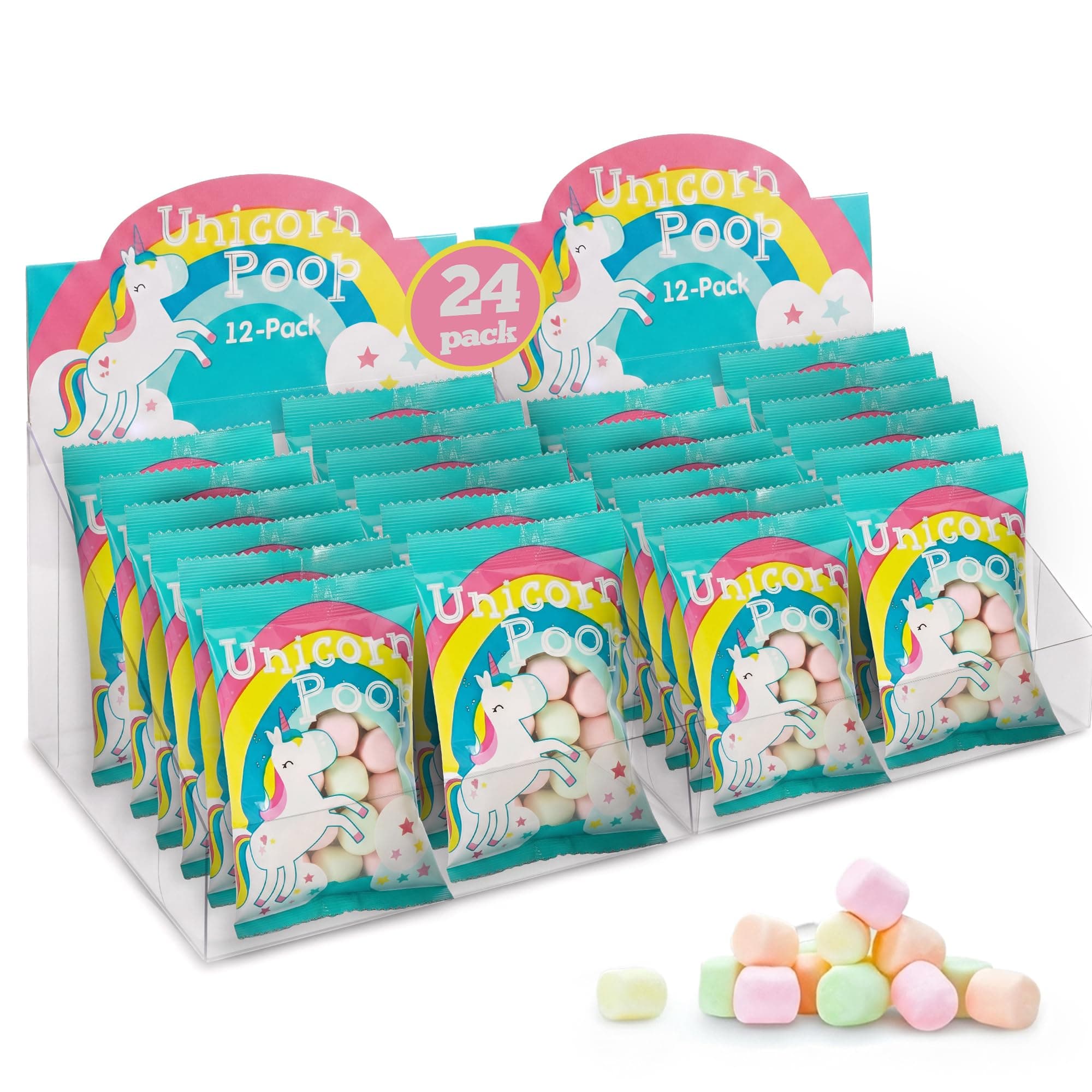 Unicorn Poop Candy - Made in the USA - 24 Unicorn Party Supplies - Unicorn Birthday Party Favors for Kids - Bulk Candy Packs for Classroom