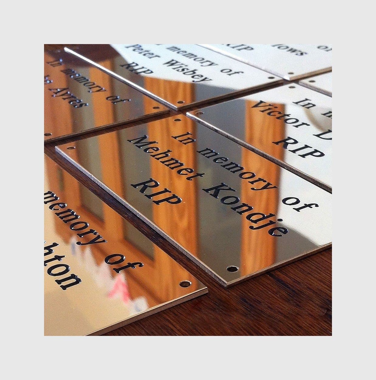 8" x 6" Curved Sides solid brass engraved nameplate. Personalised engraved memorial plaque