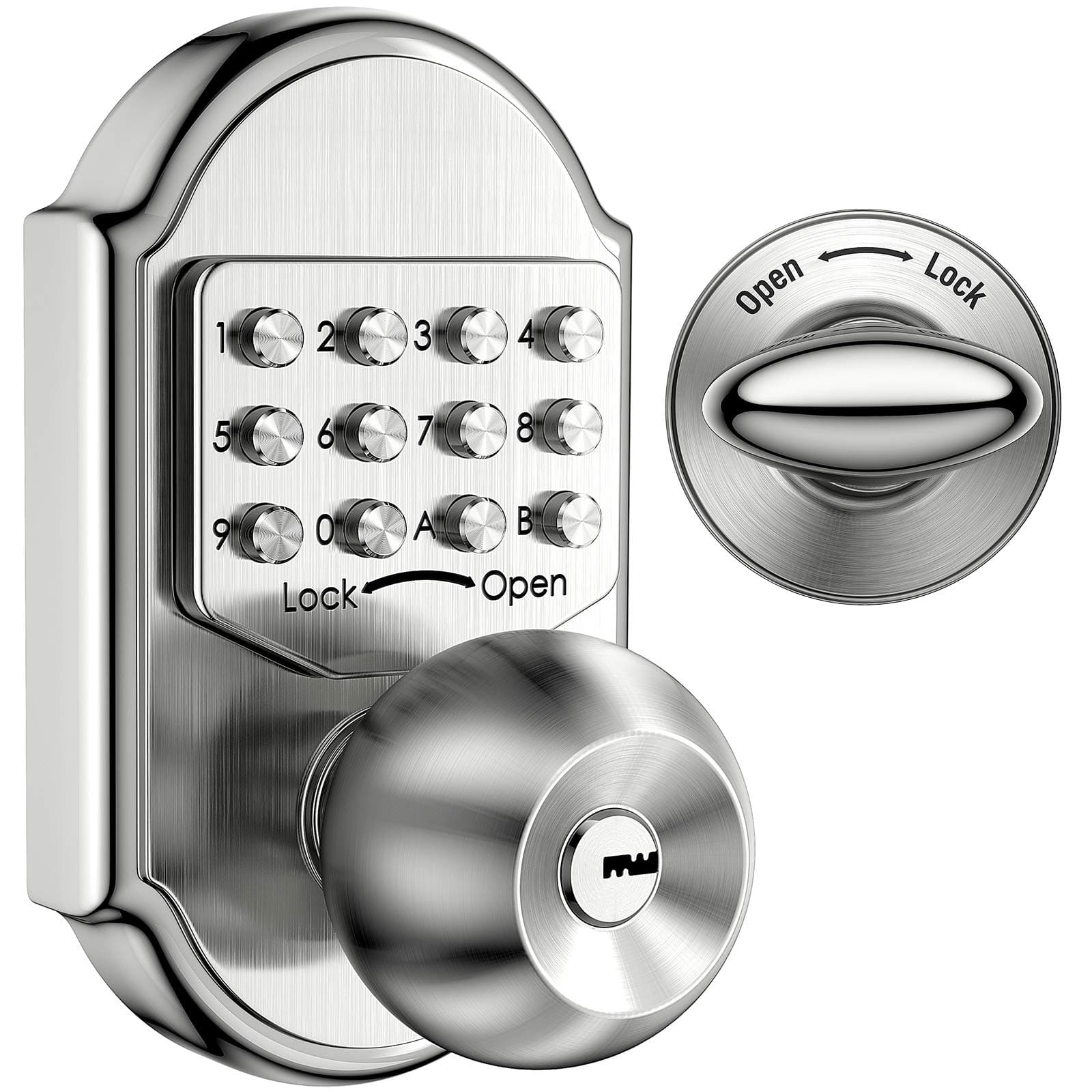 Keyless Entry Door Lock Deadbolt Keypad Mechanical Stainless Steel (Pass Code or Key) 100% Mechanical, No Electronic