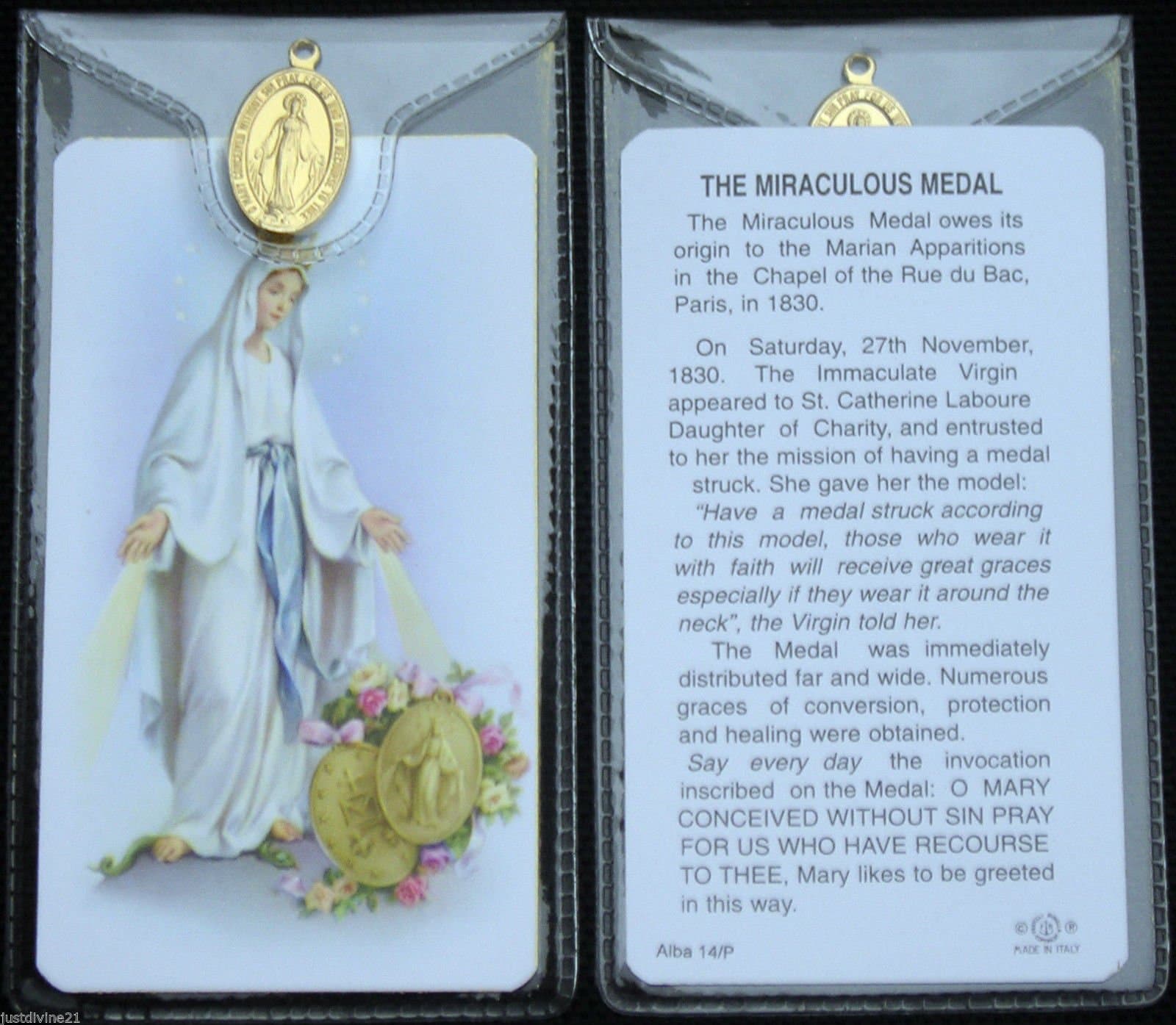 T&I Miraculous Medal ~ Prayer Card and Medal