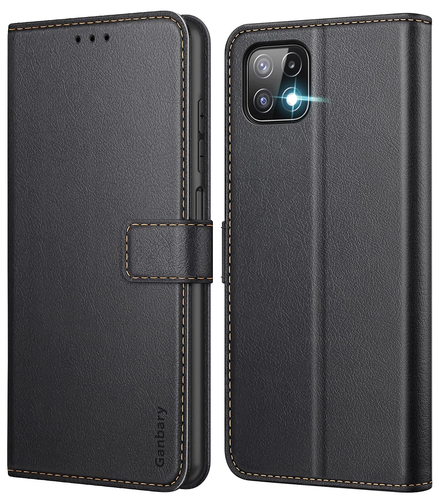 Case Compatible with Samsung Galaxy A22 5G, Premium PU Leather Flip Wallet Case [Full Protection] [Card Slots] [Kickstand], Black