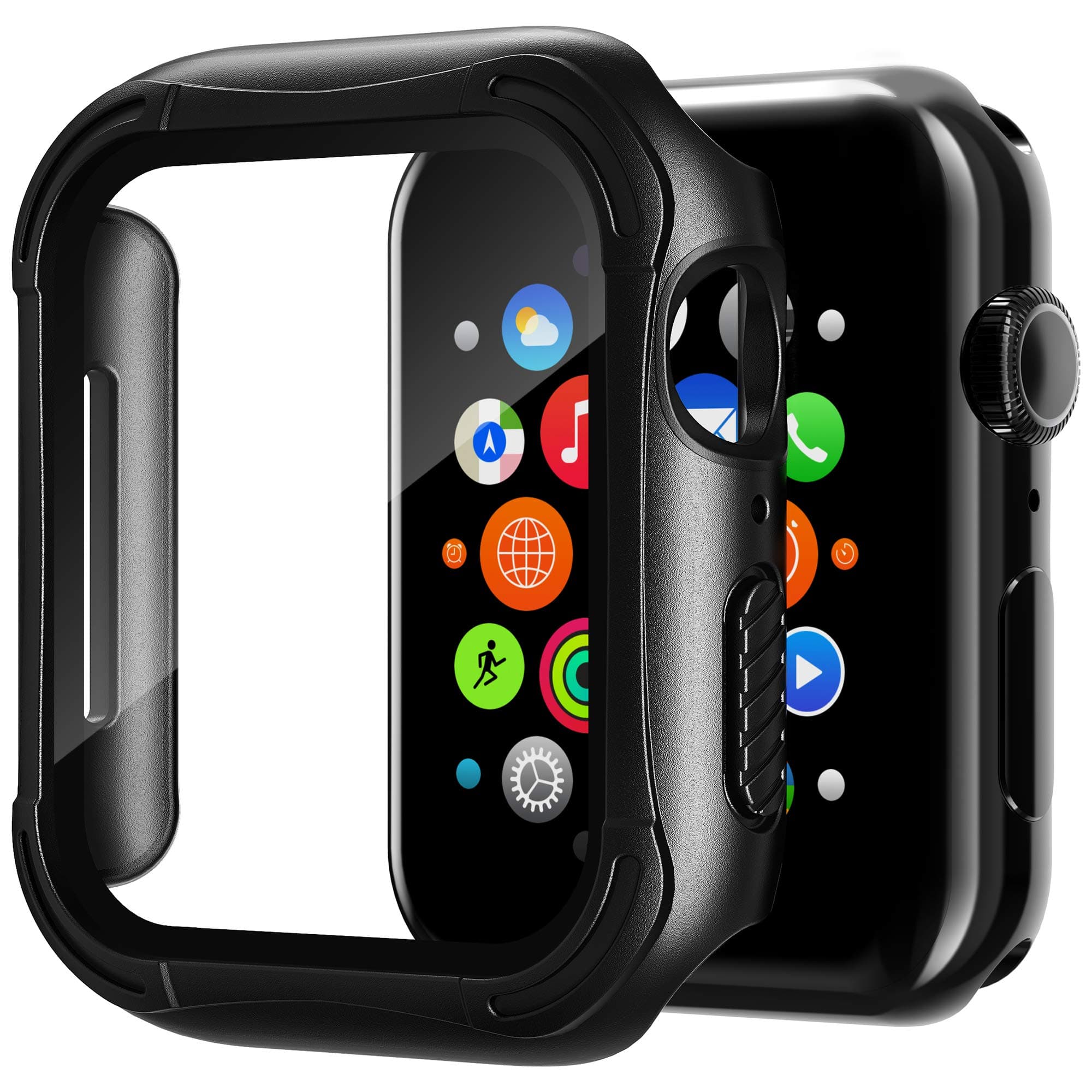 Habyby Watch Case With HD Glass Screen Protector Series 6/5/4/SE 40 mm(Black-02)