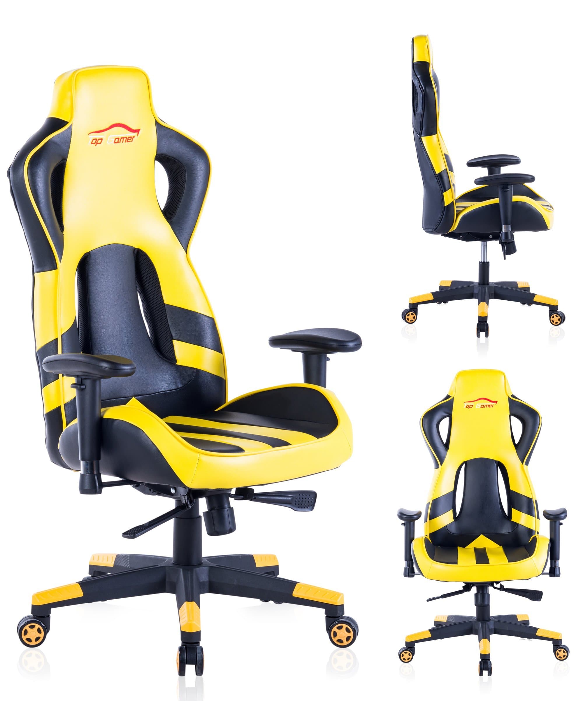 Top Gamer Gaming Chair PC Computer Game Chairs Video Game (Yellow/Black,8)