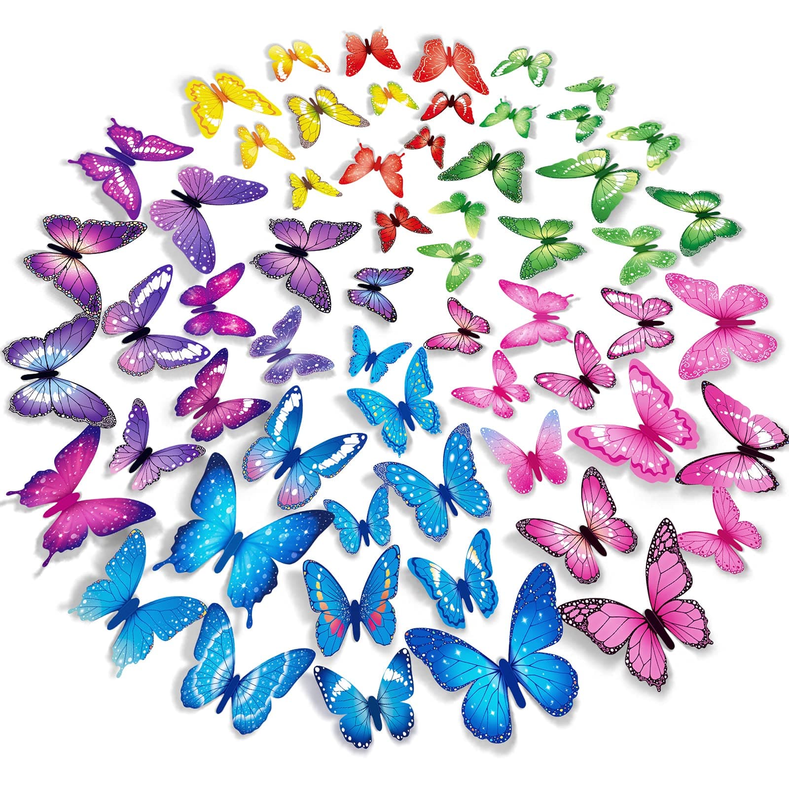 60 PCS Butterfly Wall Decor Removable 3D Butterfly Wall Decals, Indie Room Decor, Girl Room Decor Aesthetic, Butterfly Party Decoration Wall Stickers for Living Room Dorm Murals for Kids