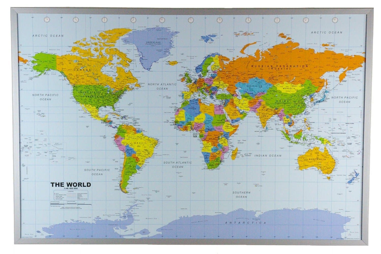 Political World Map on Cork Pinboard 24” x 36”