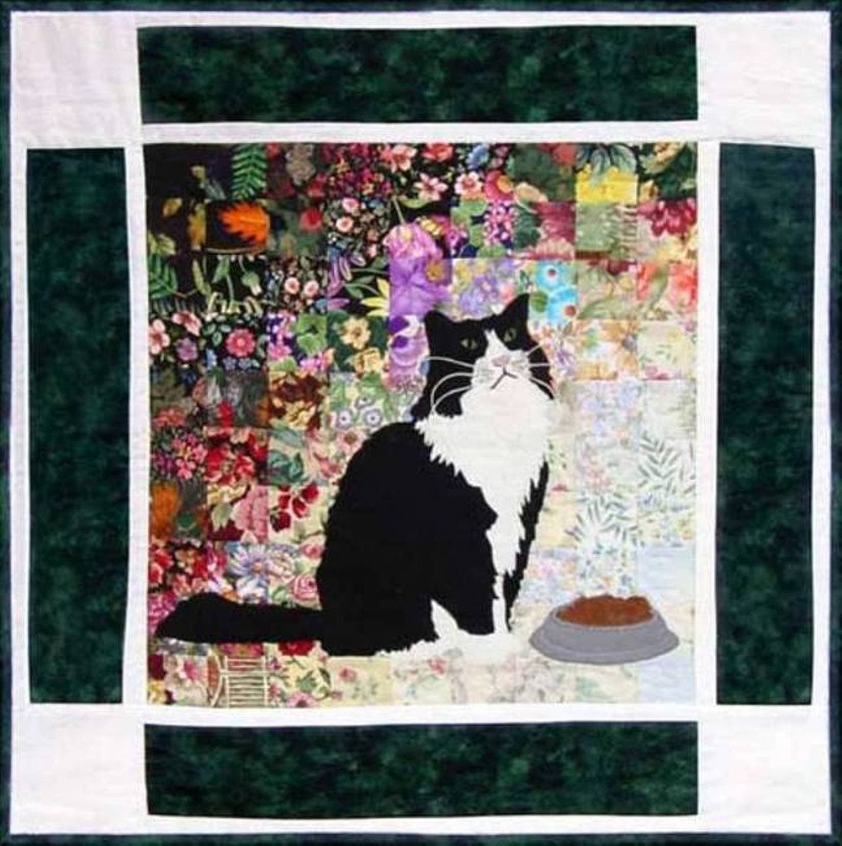 Watercolor Quilt Kit - Rachel's Cat Garden - Block 1 - Chloe Tuxedo Cat - KIT ONLY!