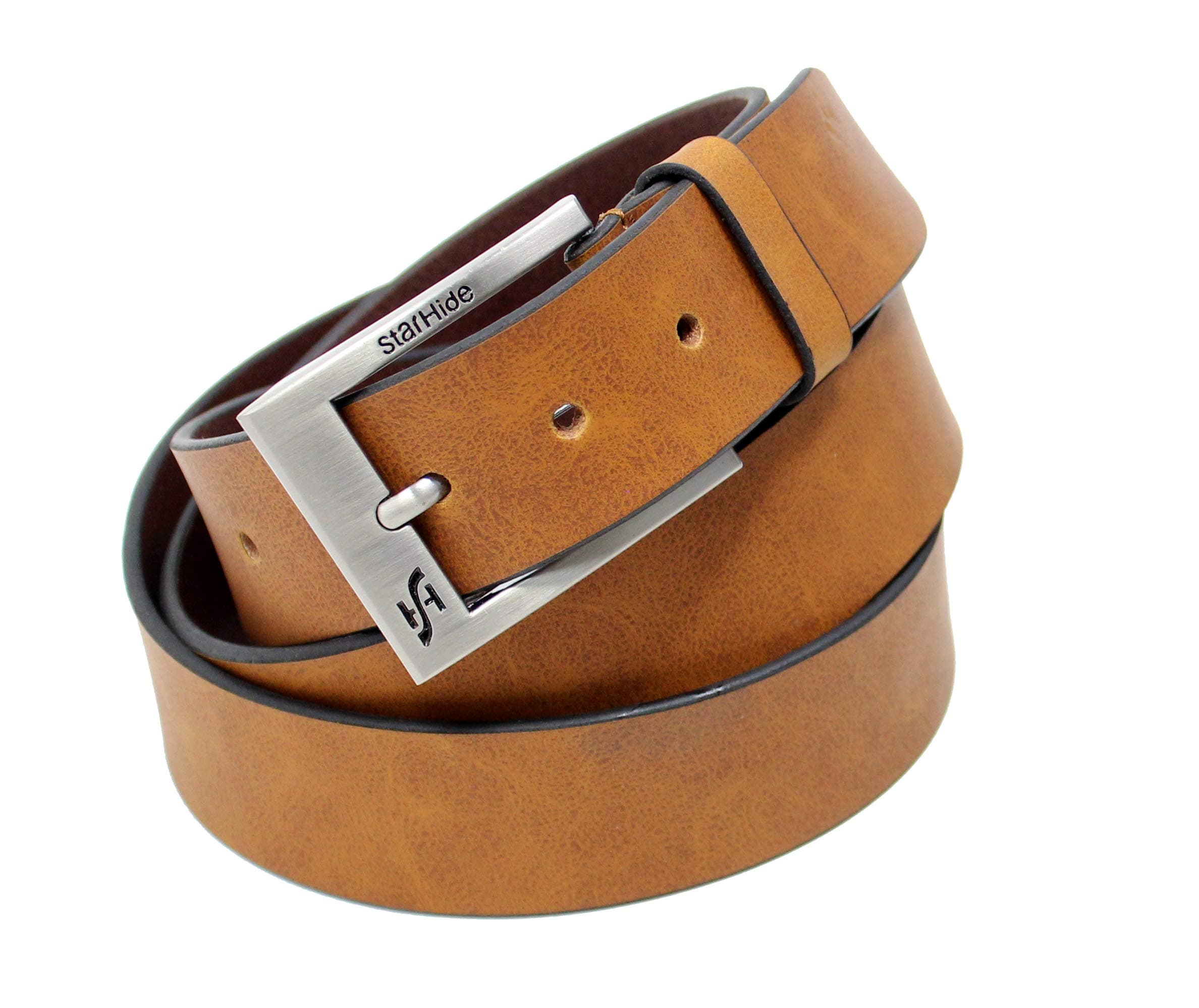 Men's Genuine Cowhide Leather Belt, Full Grain 1.25" Wide Belt with Classic Buckle - Handcrafted Luxury Accessory for Formal and Casual Wear - Gift Boxed - SB07